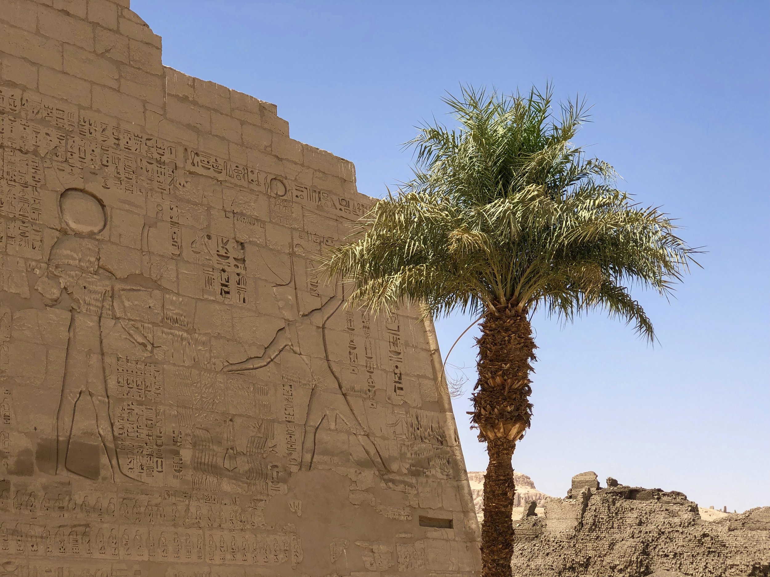 The bas-reliefs on the pylon gateways depict Ramesses III’s victory over the fierce Sea Peoples