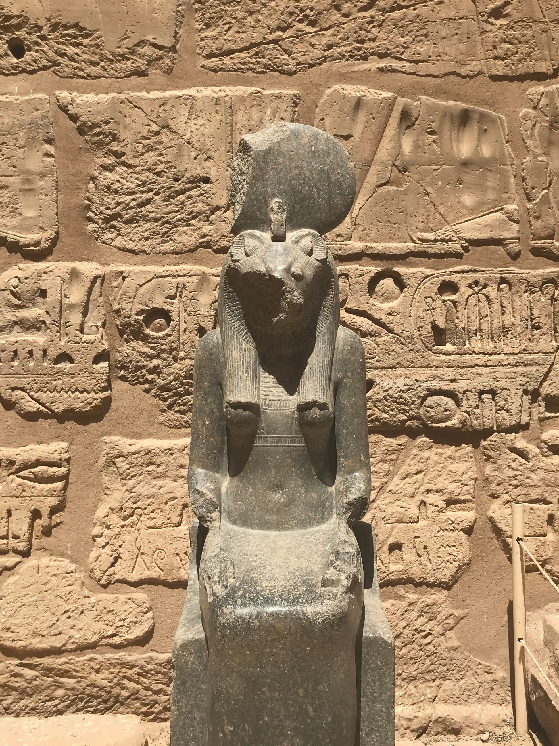 Upon entry, there are decaying statues of Sekhmet, the lioness-headed goddess of war