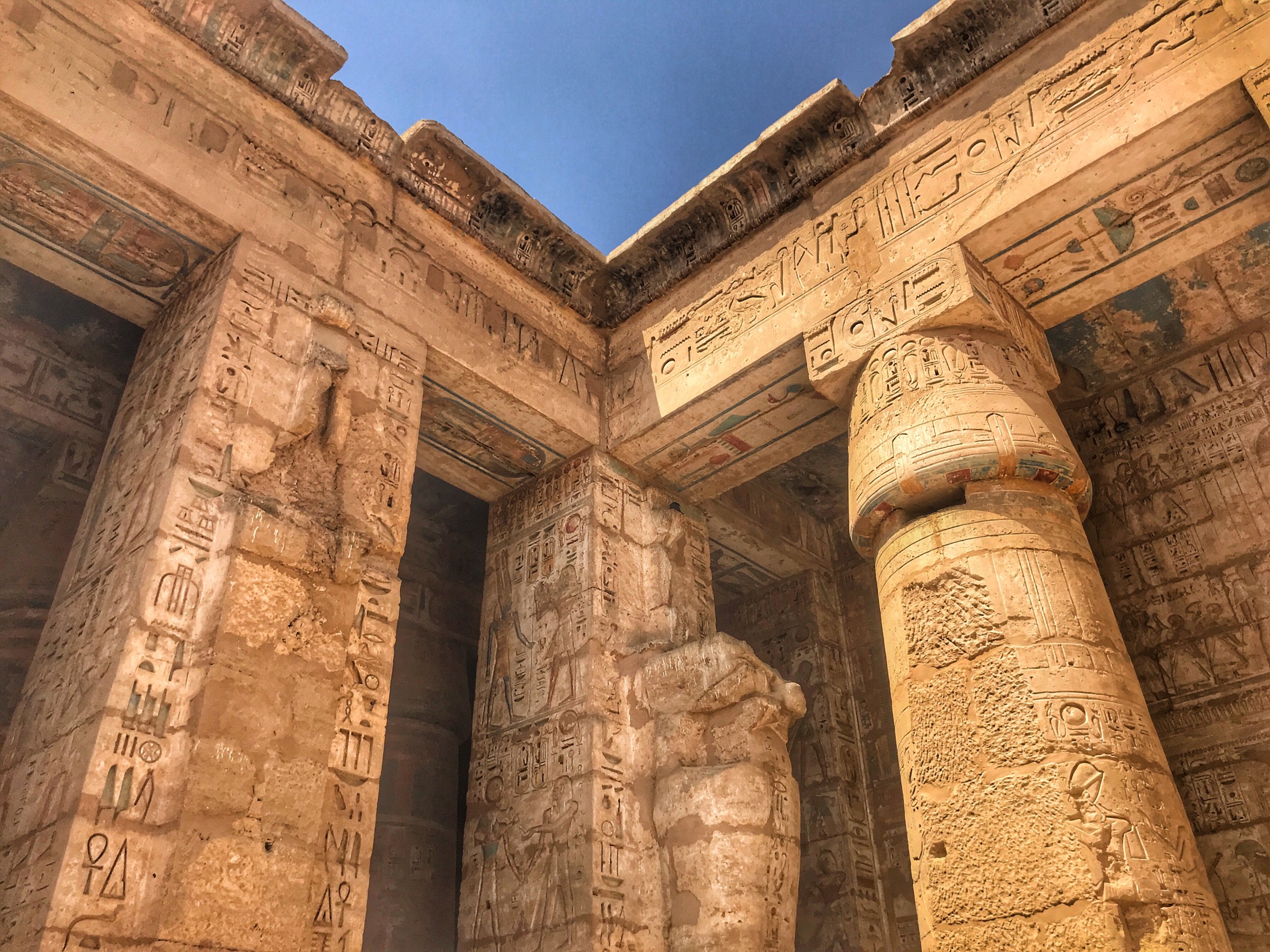 Not only was this a mortuary temple, it was also Ramesses III’s palace. It was very unusual to combine both of these buildings into one complex