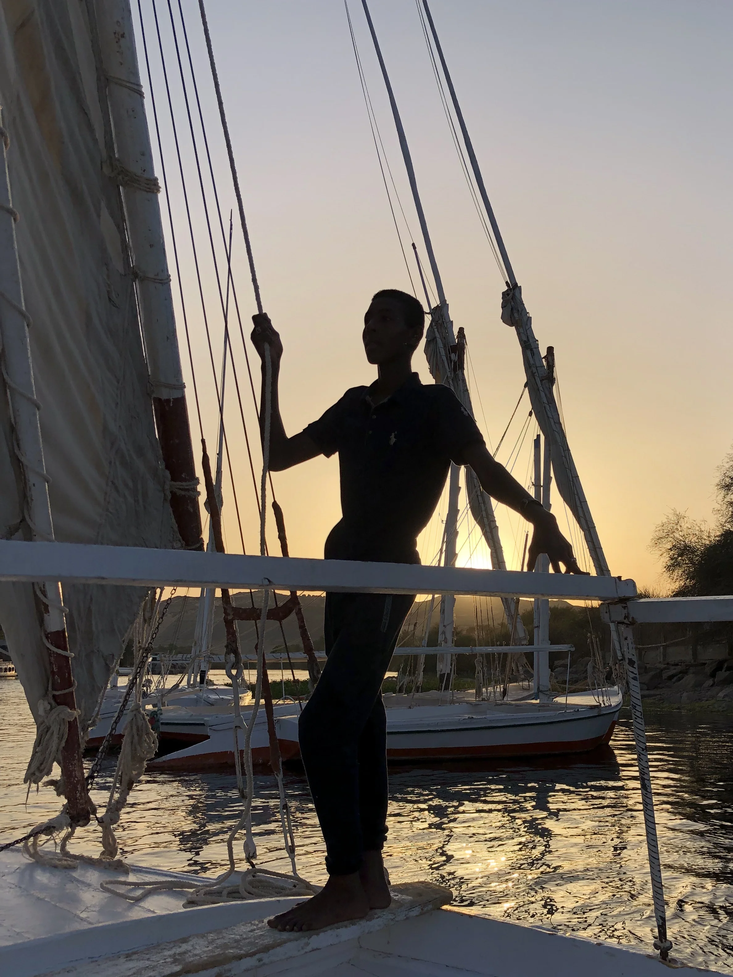 We enjoyed the calm stretch of the Nile — while the first mate darted around the felucca, handling the sail