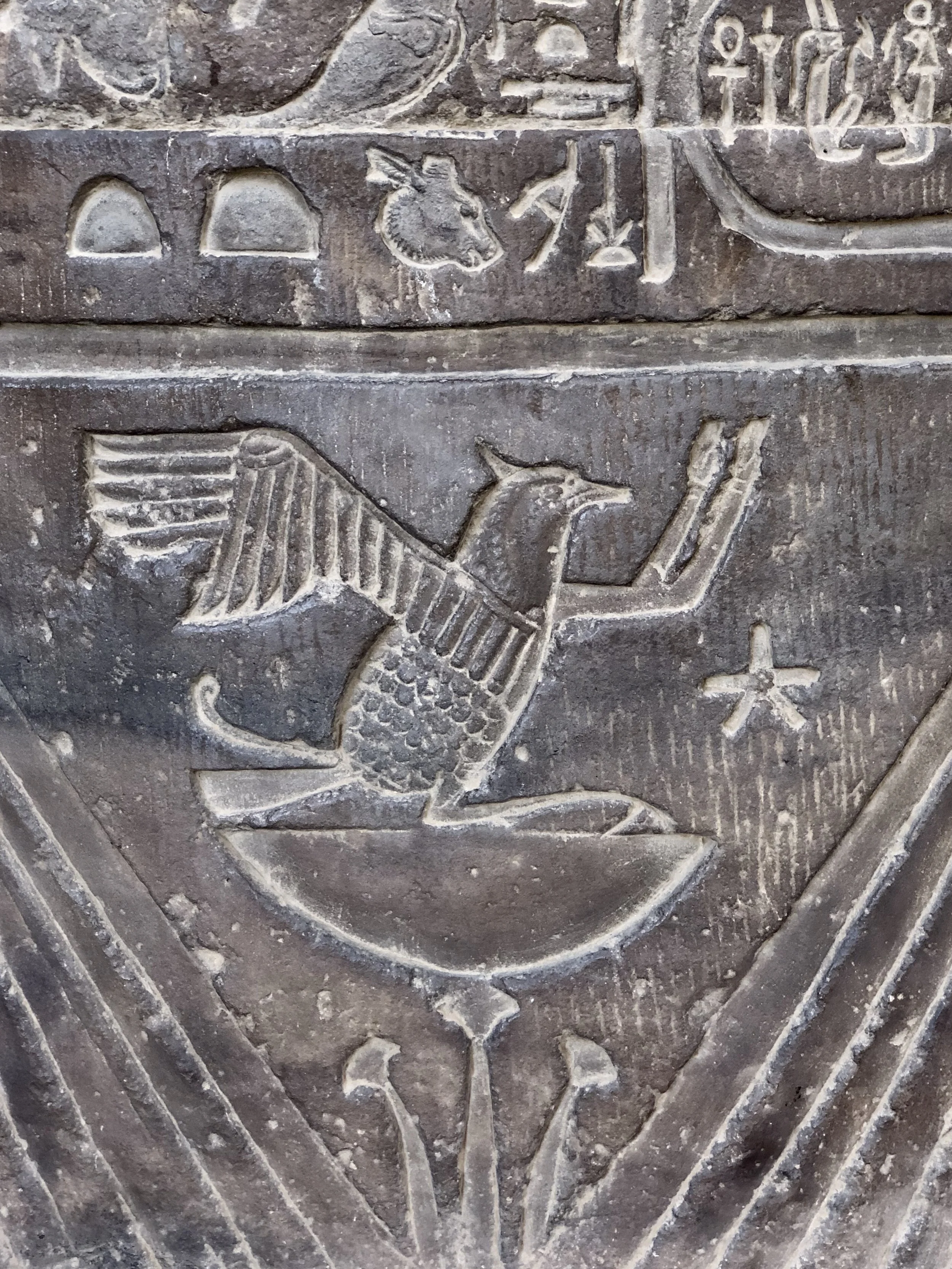 This hieroglyphic represents the people of Egypt — and looks quite a bit like the ba, one of the symbols of the body’s soul — or, as Duke thinks, a bird taking a selfie
