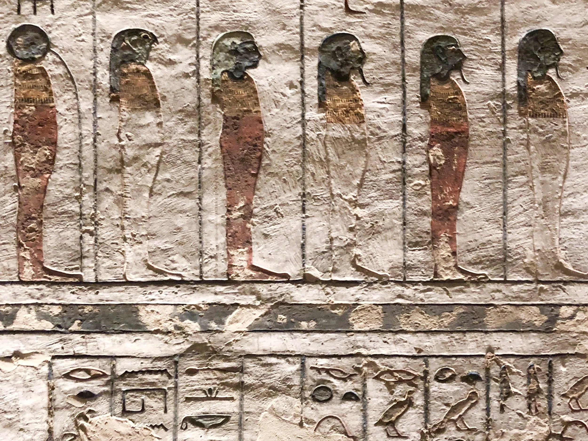 Just some of the 74 depictions of the sun god Ra seen in the tomb
