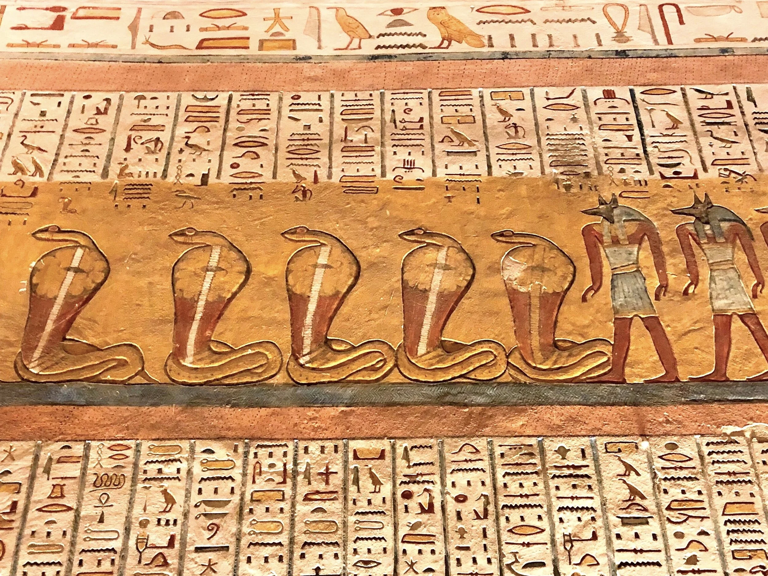 Cobras and Anubis, a jackal-headed god of death