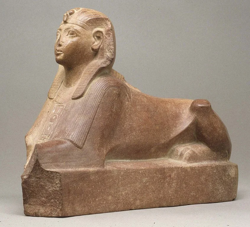 Riddle me this: Why did Thutmose III (seen here as a sphinx) wait so long for the smear campaign against his aunt and co-ruler?