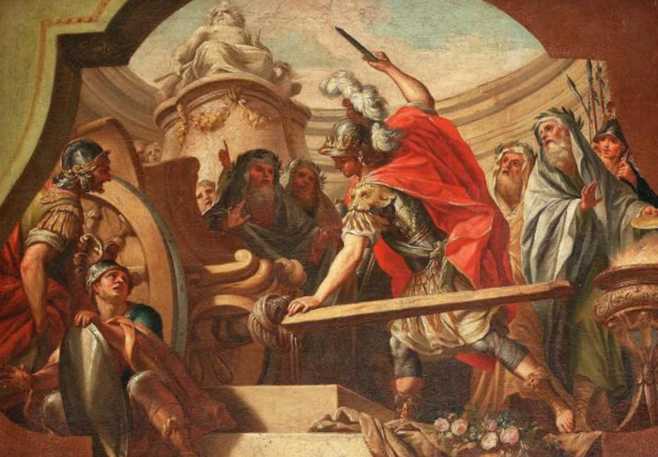 Гордий царь какой страны. Македонский разрубил гордиев узел. Александр македонский гордиев узел. Александр разрубает гордиев узел. Фригийский царь гордий.