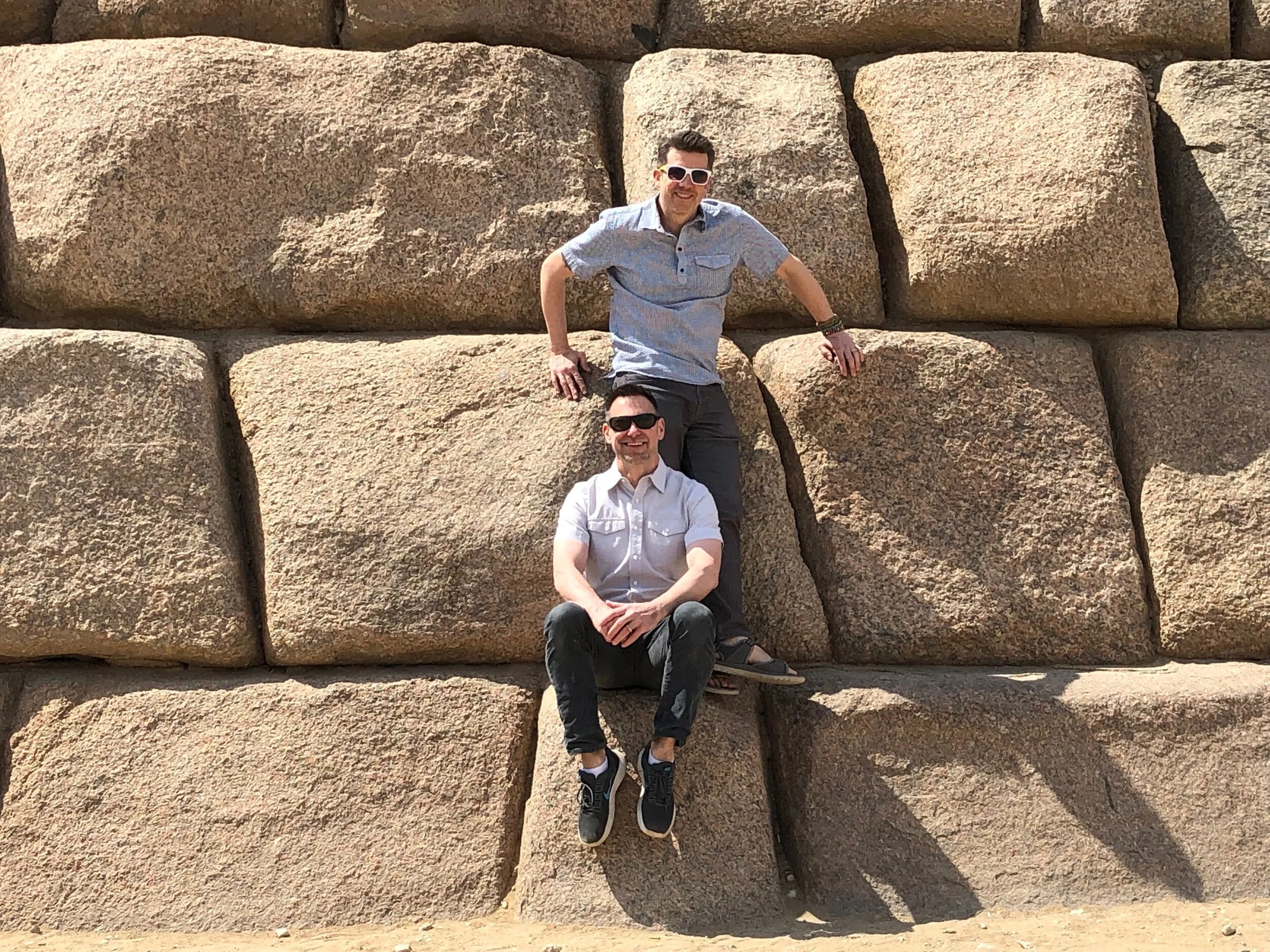 The pyramids are constructed of large blocks of stone fitted together and have stood for over 4,000 years!