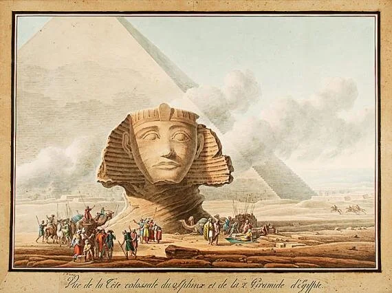 Whose head is that on the Sphinx, seen here in a 1790 illustration by Louis Francois Cassas?