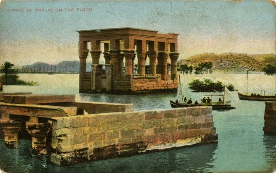 For four months of the year, Philae Temple and its nearby buildings, like the Kiosk of Trajan, sat underwater. The temple has since been relocated to a different, and drier, island