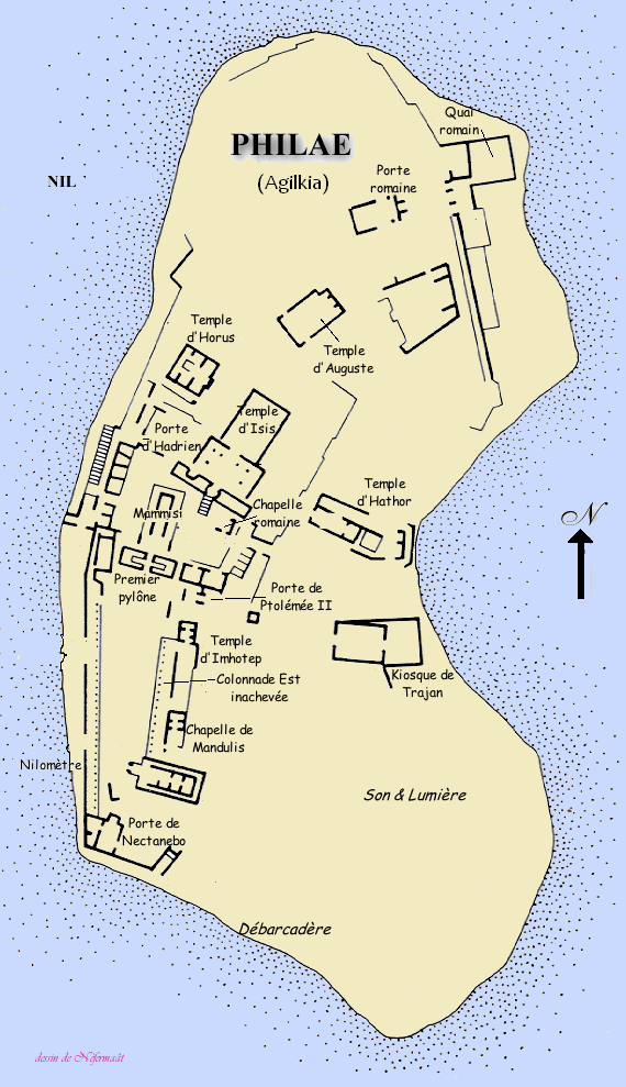 A map of the Philae complex on Agilkia Island (even though it’s in French, you should still be able to decipher it