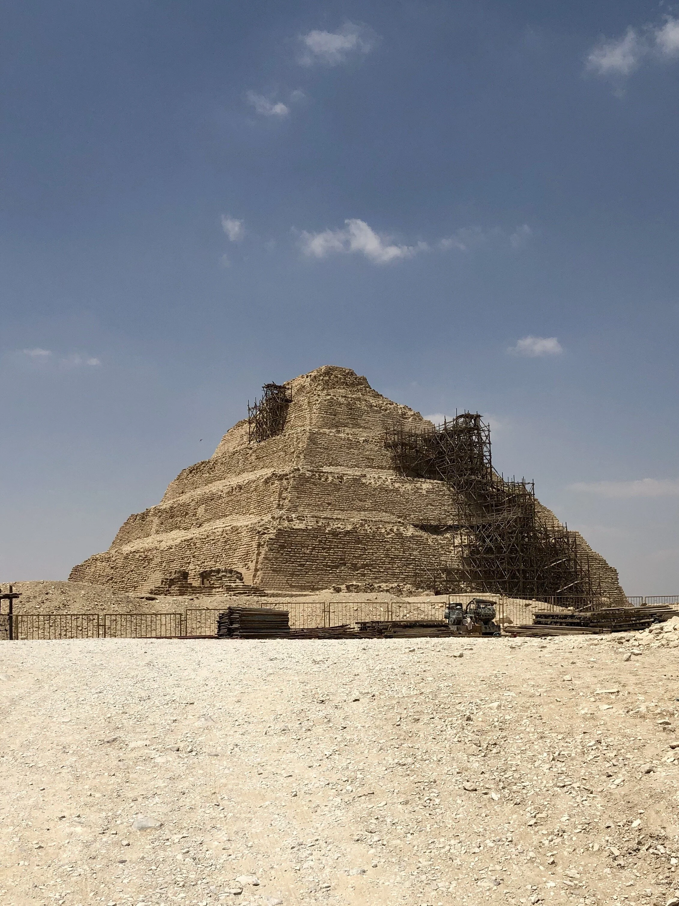 Scaffolding covered parts of the Step Pyramid when we visited