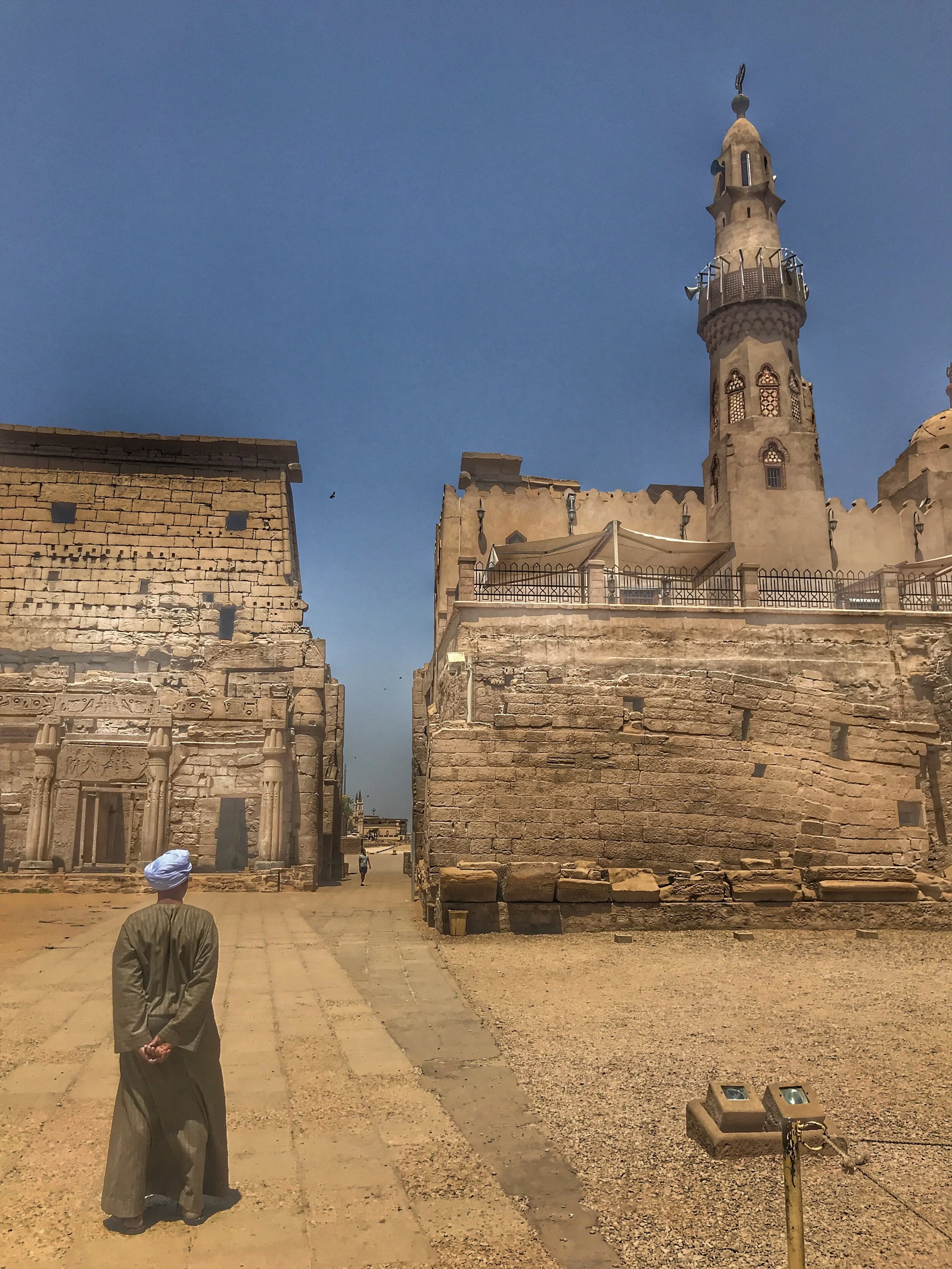 You can see where the ancient stone wall ends and the new mosque built atop it starts