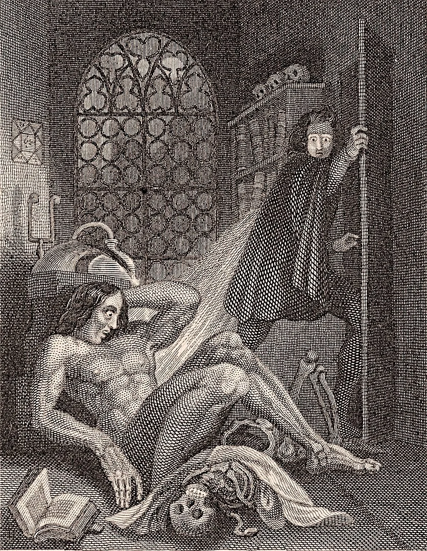 The frontispiece to an 1831 edition of Mary Shelley’s Frankenstein