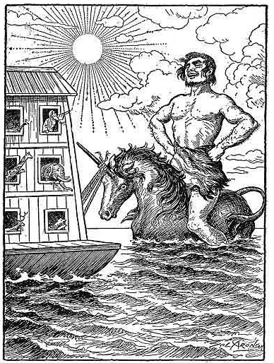 One story about Noah’s Ark tells of a unicorn-like re’em being towed behind it because the giant beast wouldn’t fit on the boat.