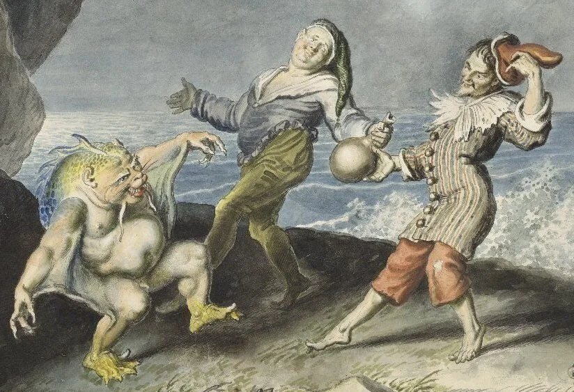 Caliban and a couple of other characters from The Tempest