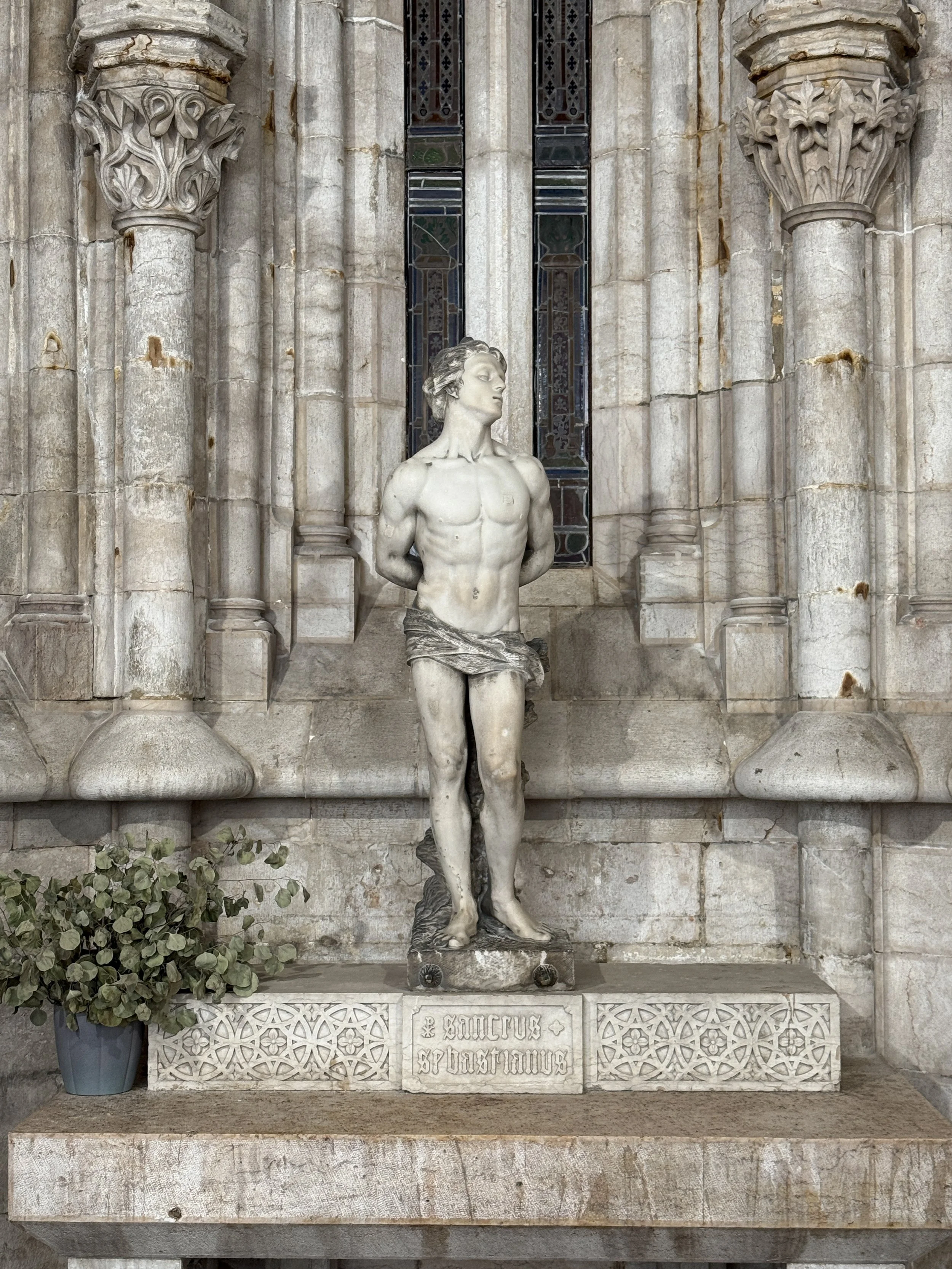 A statue of Saint Sebastian at the Lisbon Cathedral