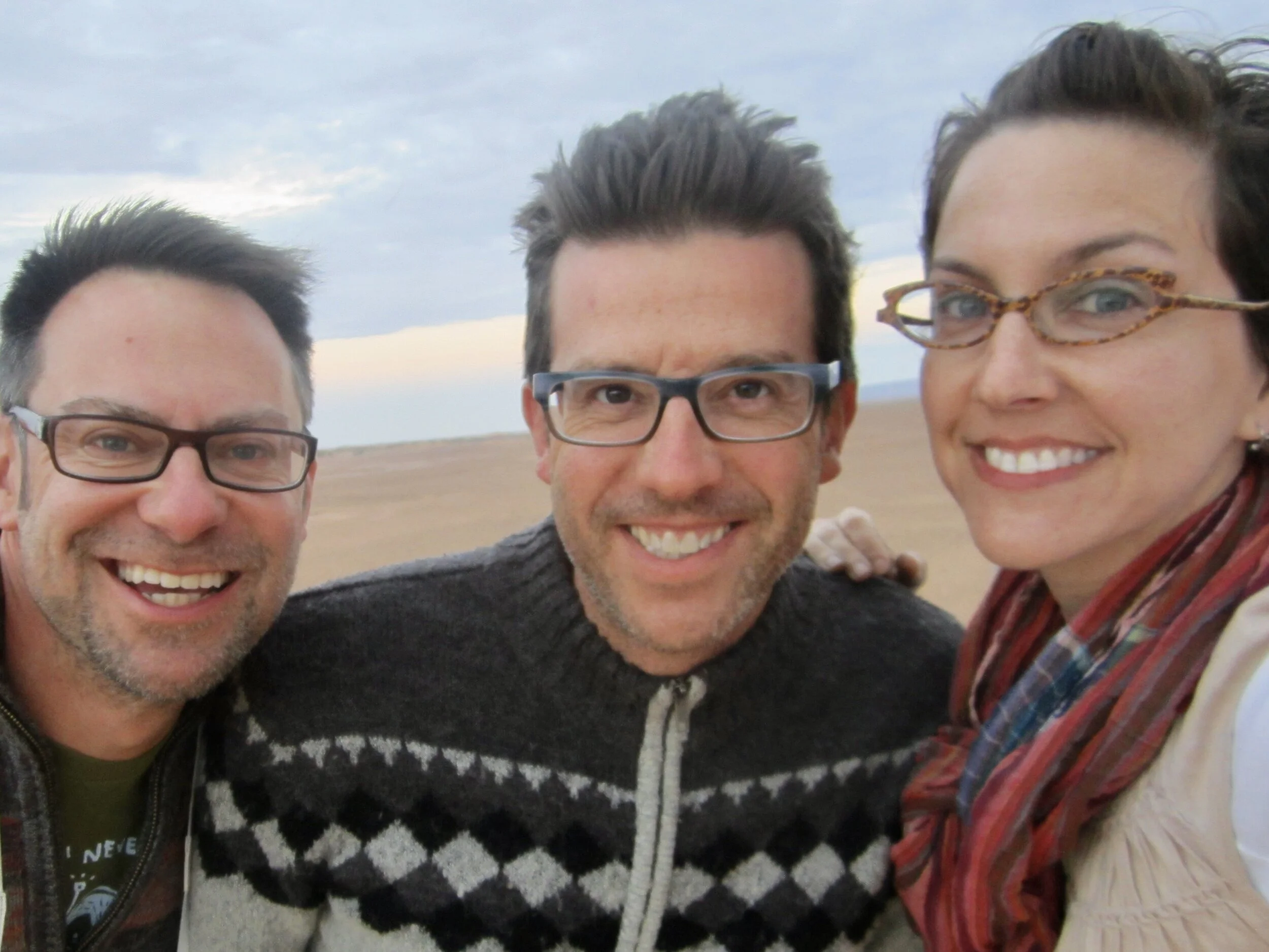 Look how happy being in the beautiful and vast Sahara made Duke, Wally and Vanessa!