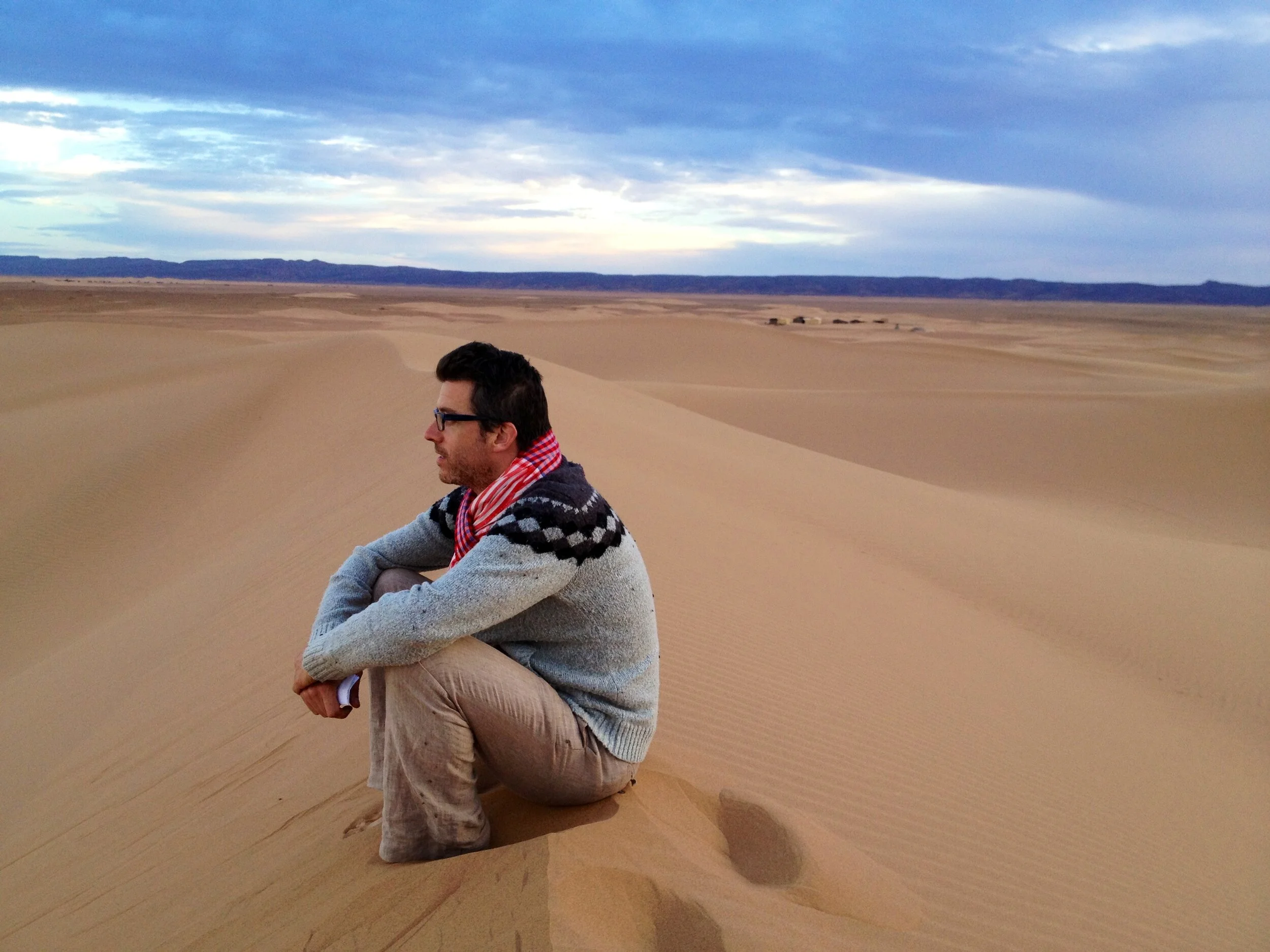 Wally got up early to climb a dune for a moment of zen.
