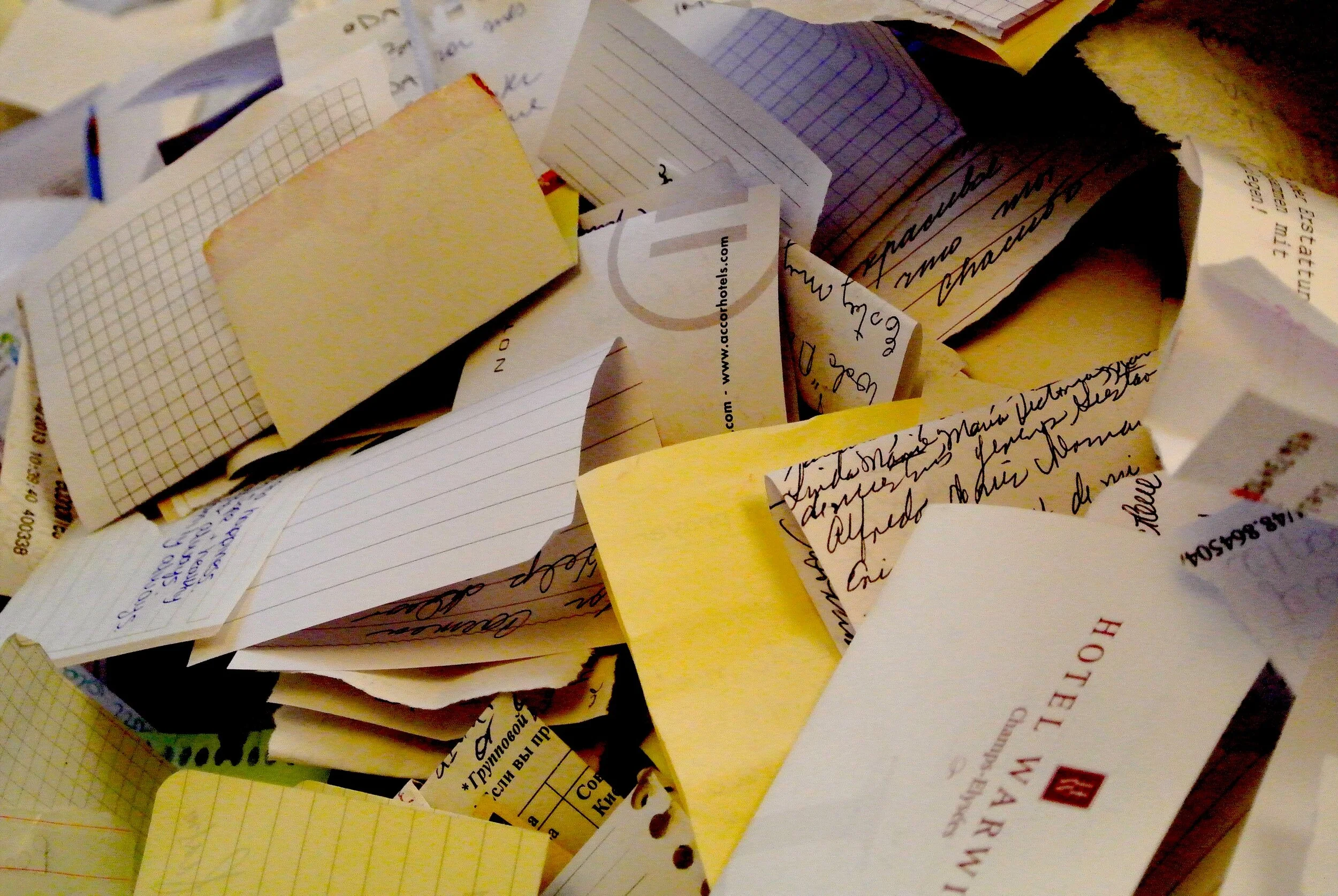 A container in the cathedral is filled with letters people have written, one supposes, to God.