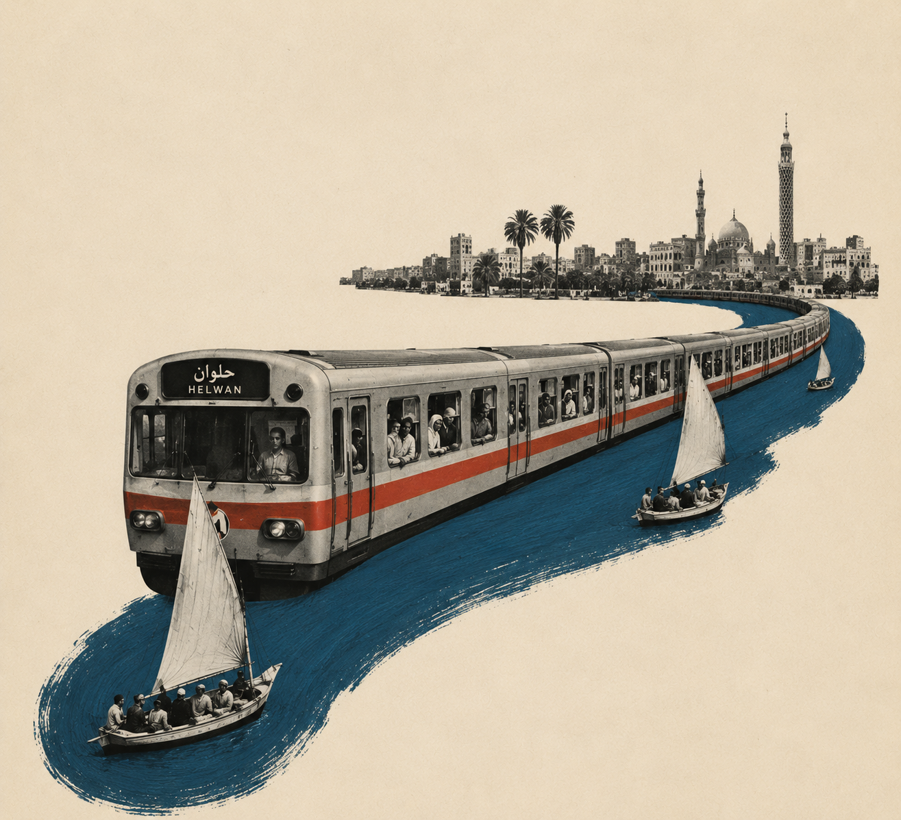 The Cairo Metro curves along the Nile