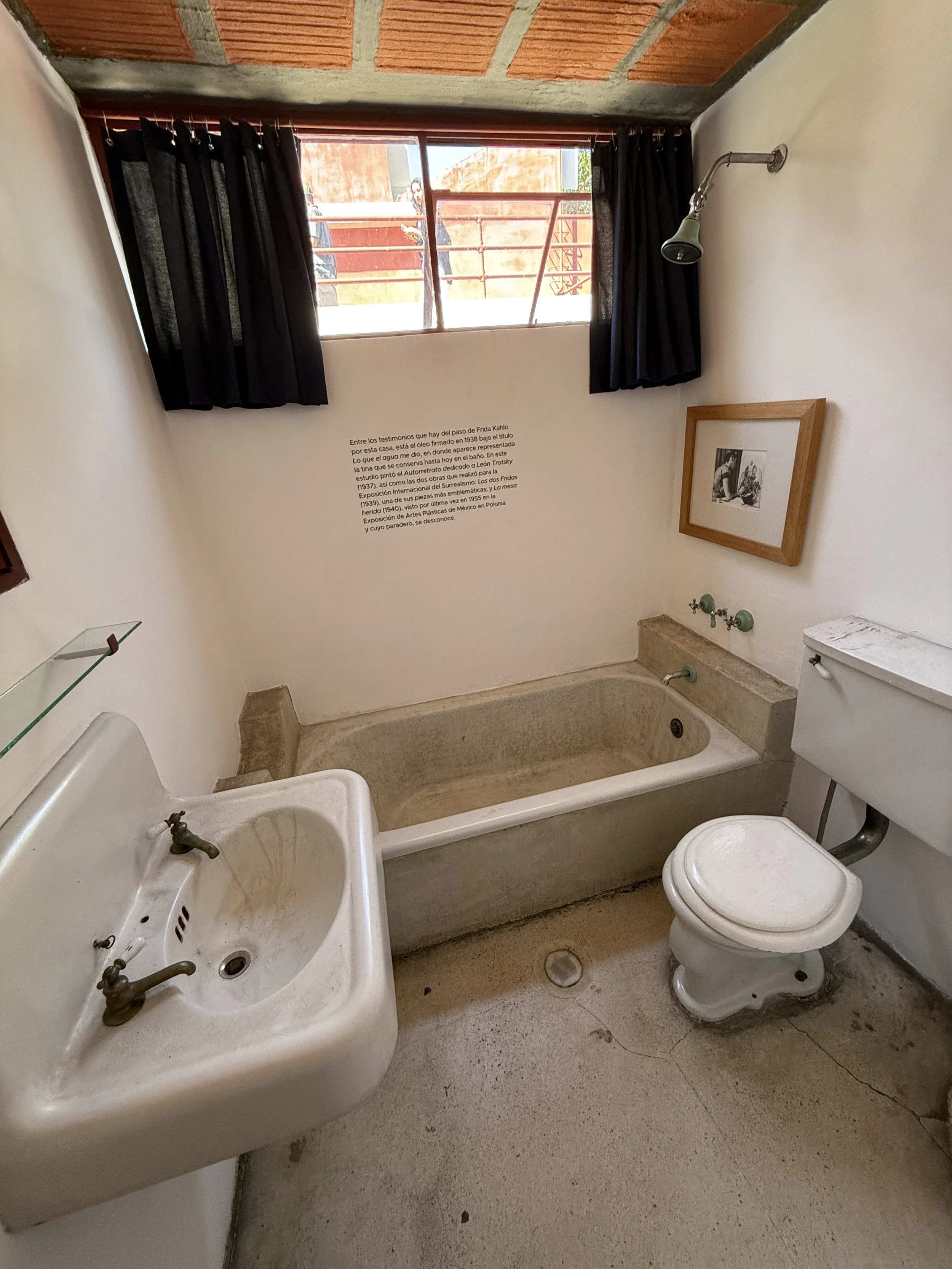 The bathroom in Frida's house at the Museo Casa Estudio Diego Rivera y Frida Kahlo in San Angel, CDMX