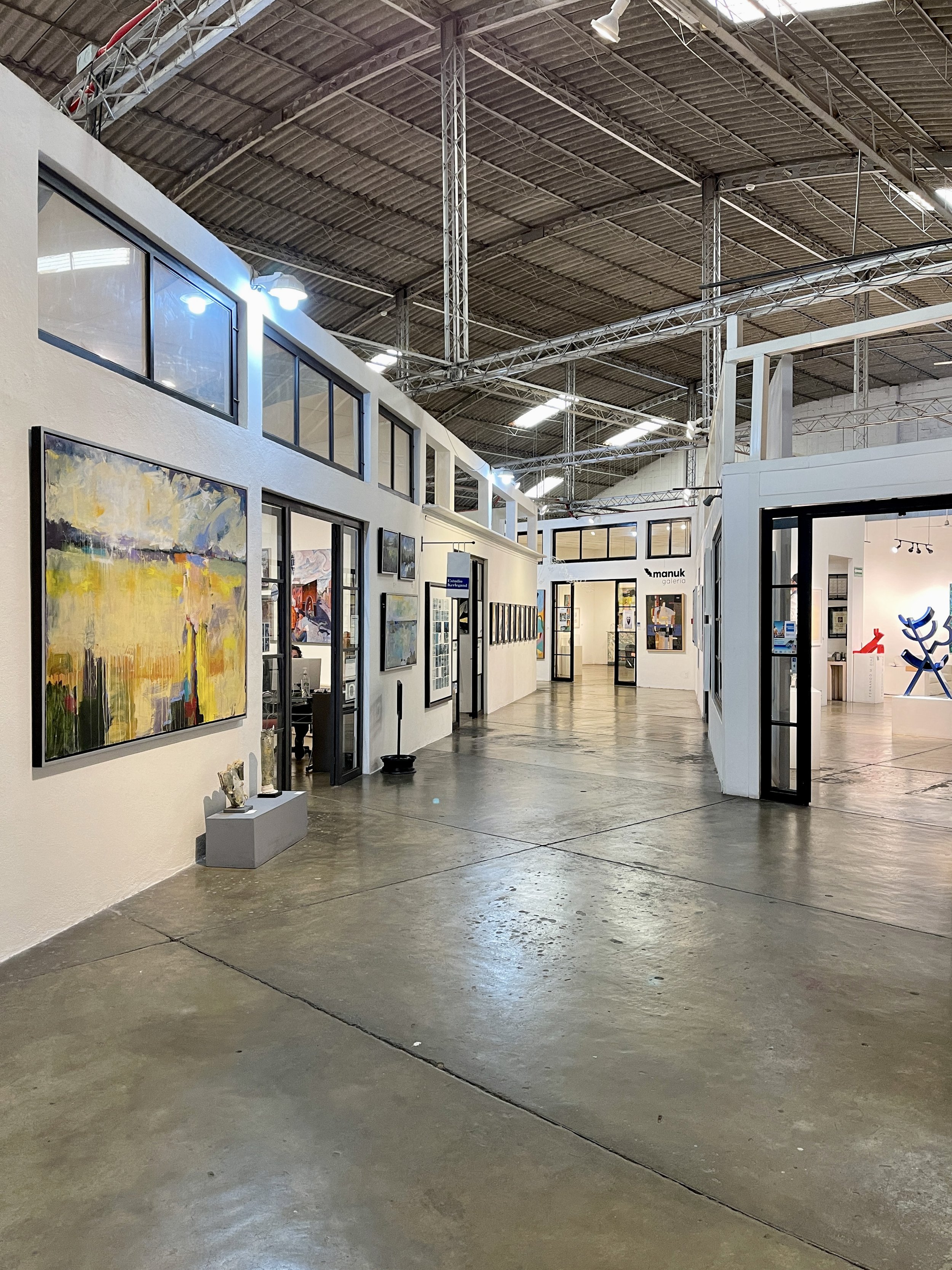 Industrial old factory with modern white art galleries at La Fabrica la Aurora in San Miguel de Allende