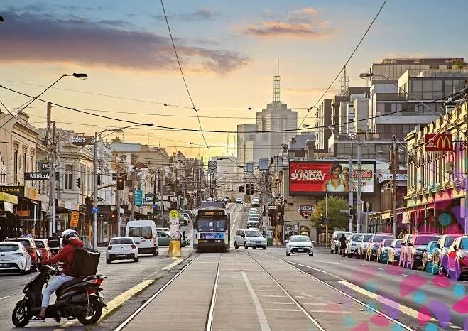 A wide street in Richmond,  Melbourne, Australia