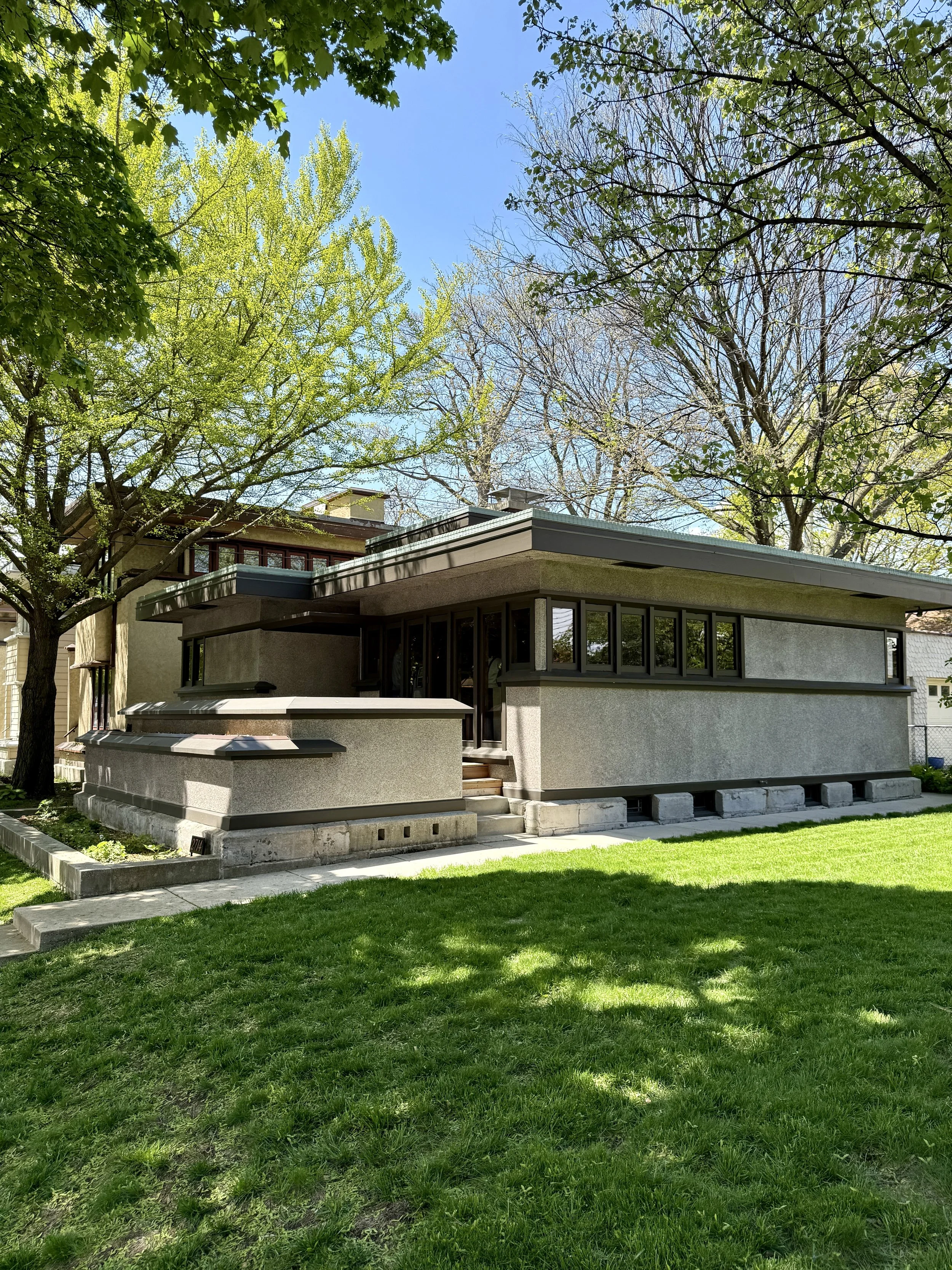 The exterior side view of Model B1 of Frank Lloyd Wright's Burnham Block in Milwaukee