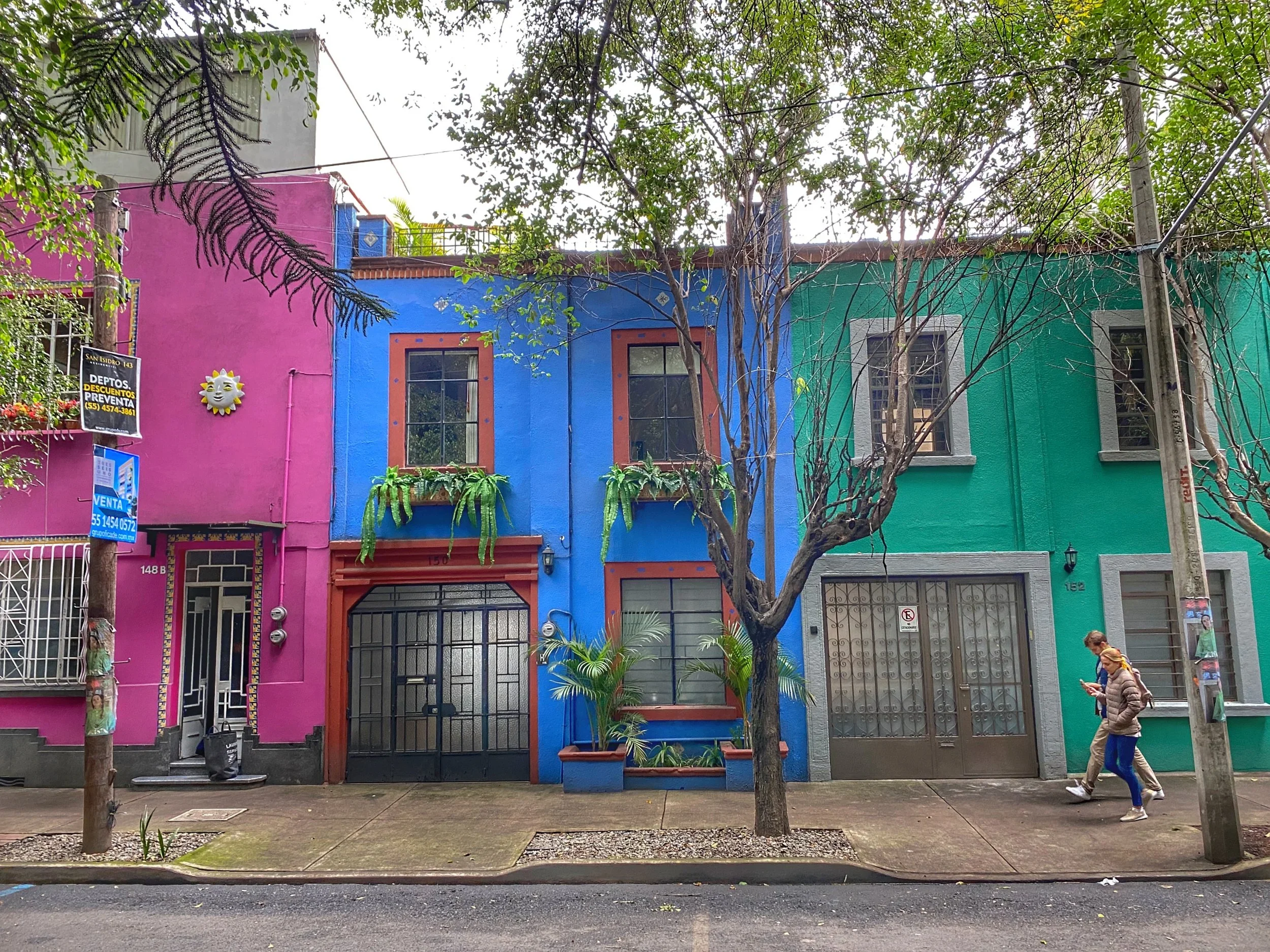 Brightly colored buildings in CDMX's La Condesa neighborhood