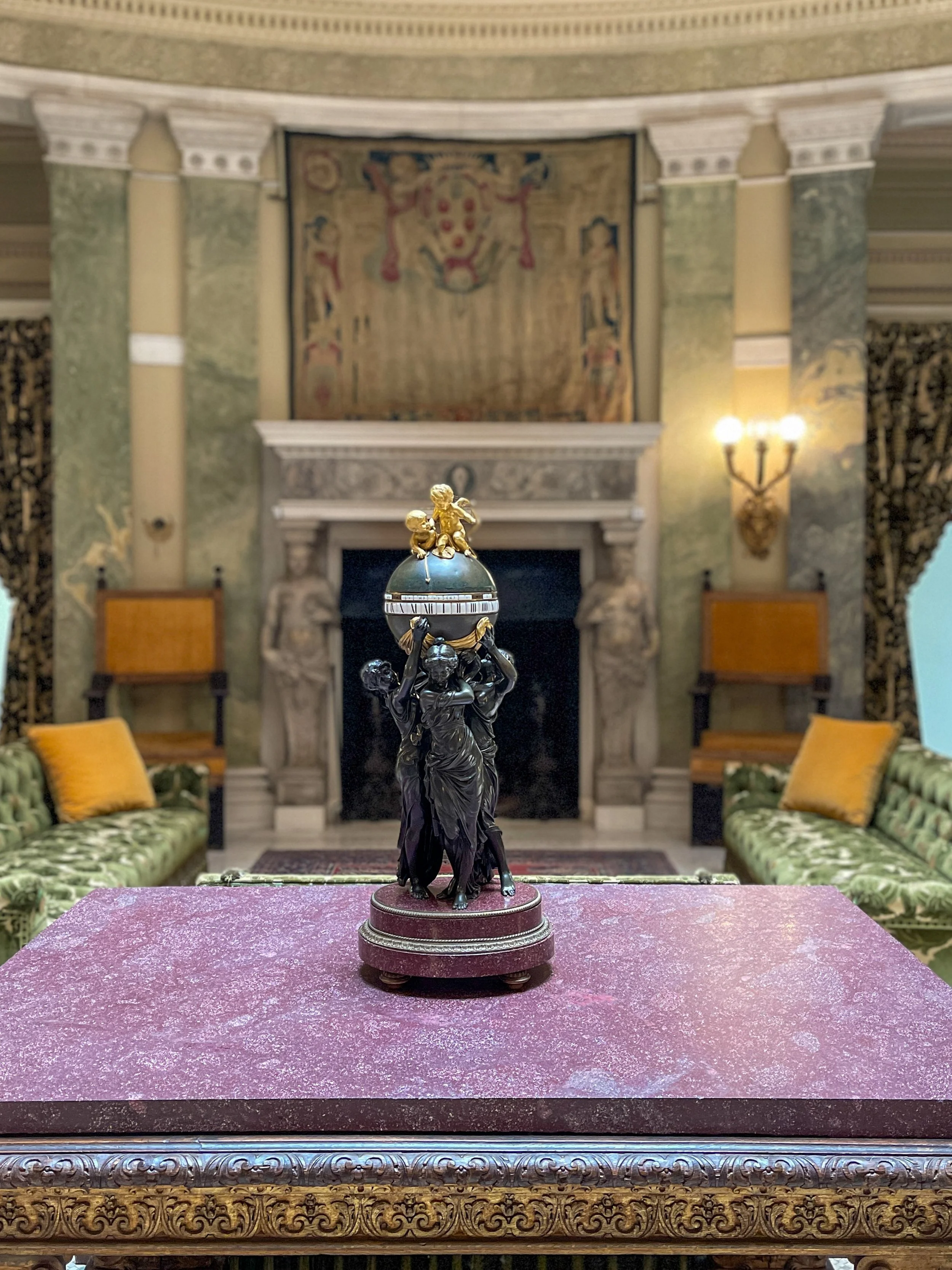 Clock with the Three Graces in the lobby of the Vanderbilt Mansion