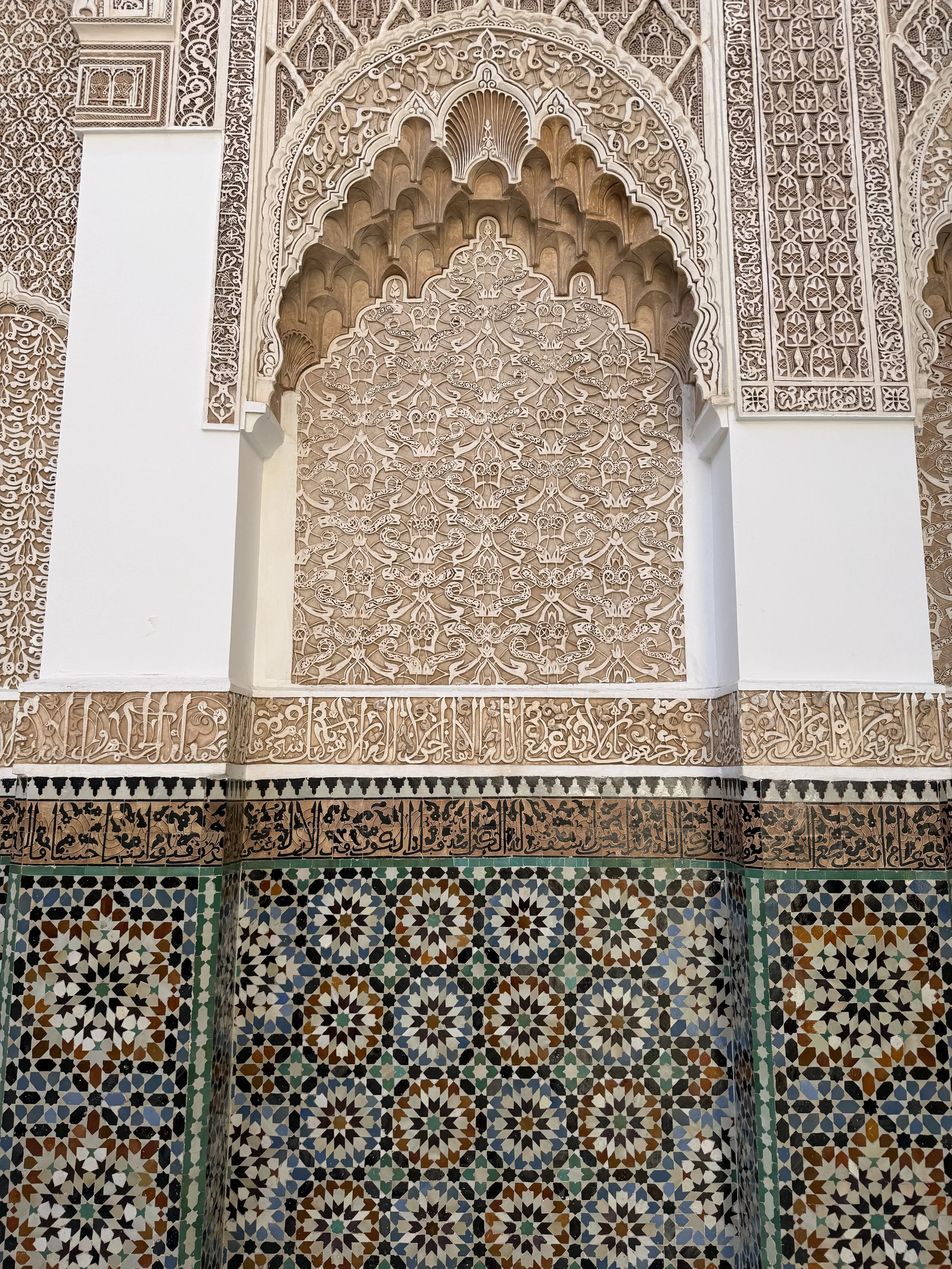 Gorgeous Islamic architecture at Ben Youssef Madrasa in Marrakech
