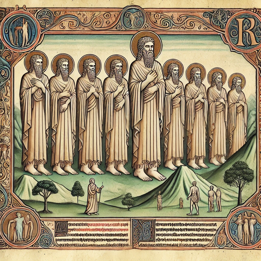 Illuminated manuscript showing the Nephilim as giants