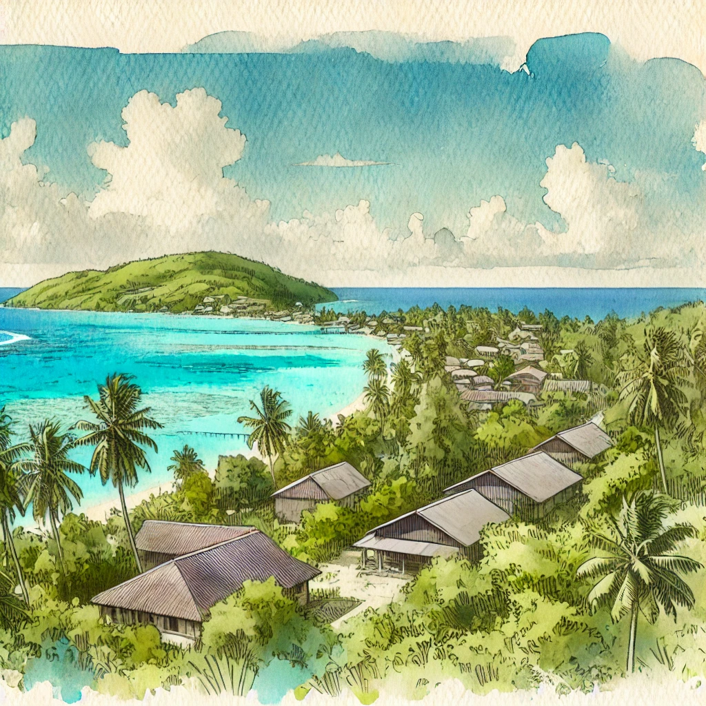 Aerial view of homes on the island nation of Nauru