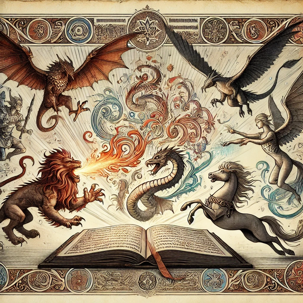 Mythic monsters emerge from a storybook