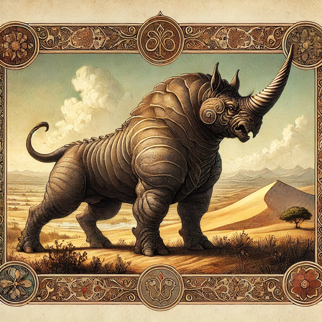 A heavily armored rhino-like monster called a karkadann
