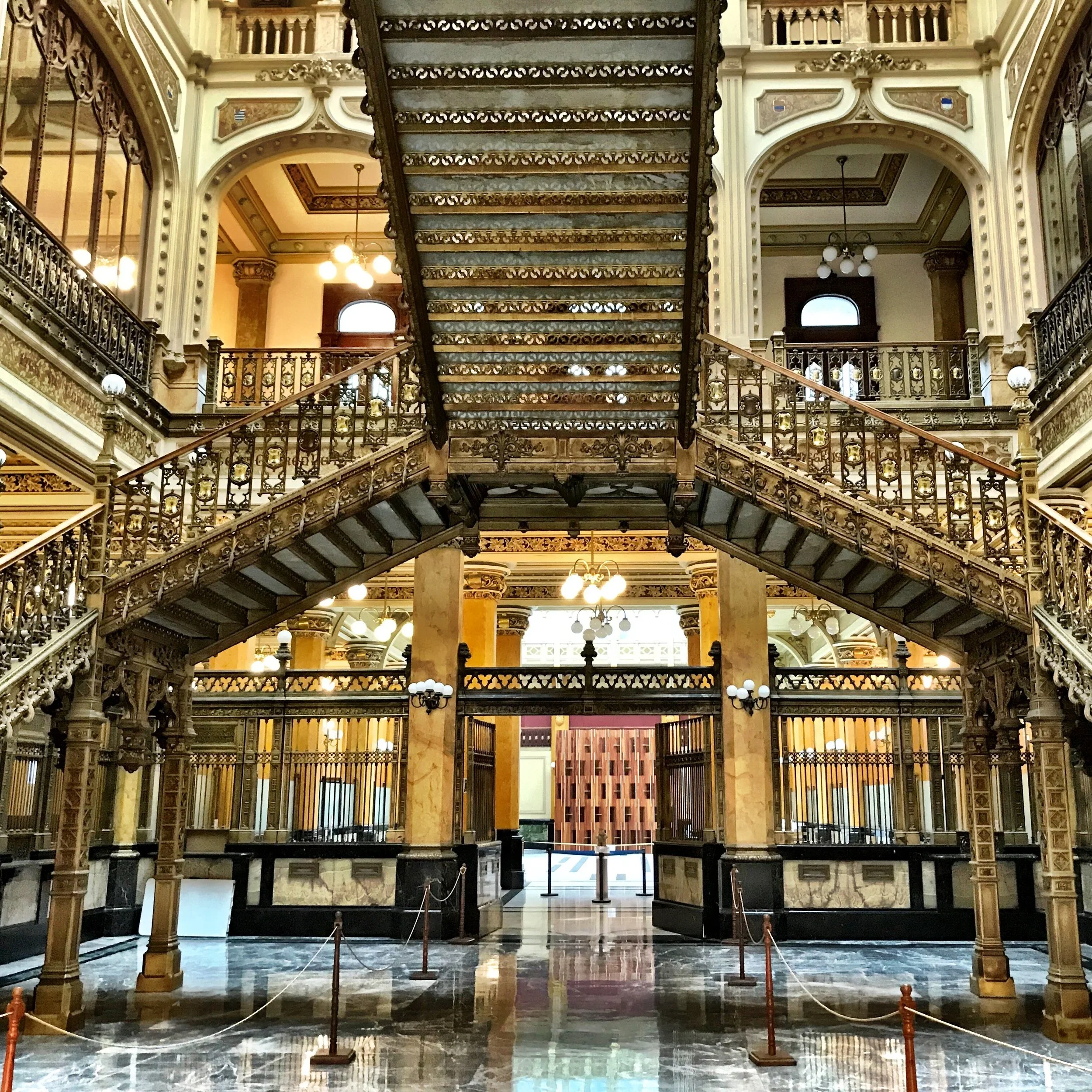 The famous staircase inside Palacio Postal in Mexico City's Centro
