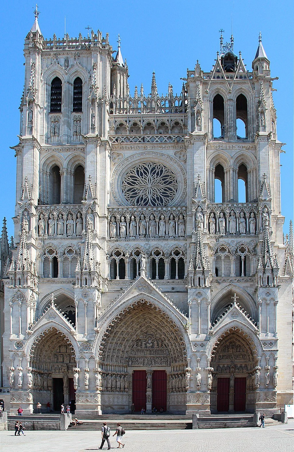 The front of Amiens Cathedral in Amiens, France