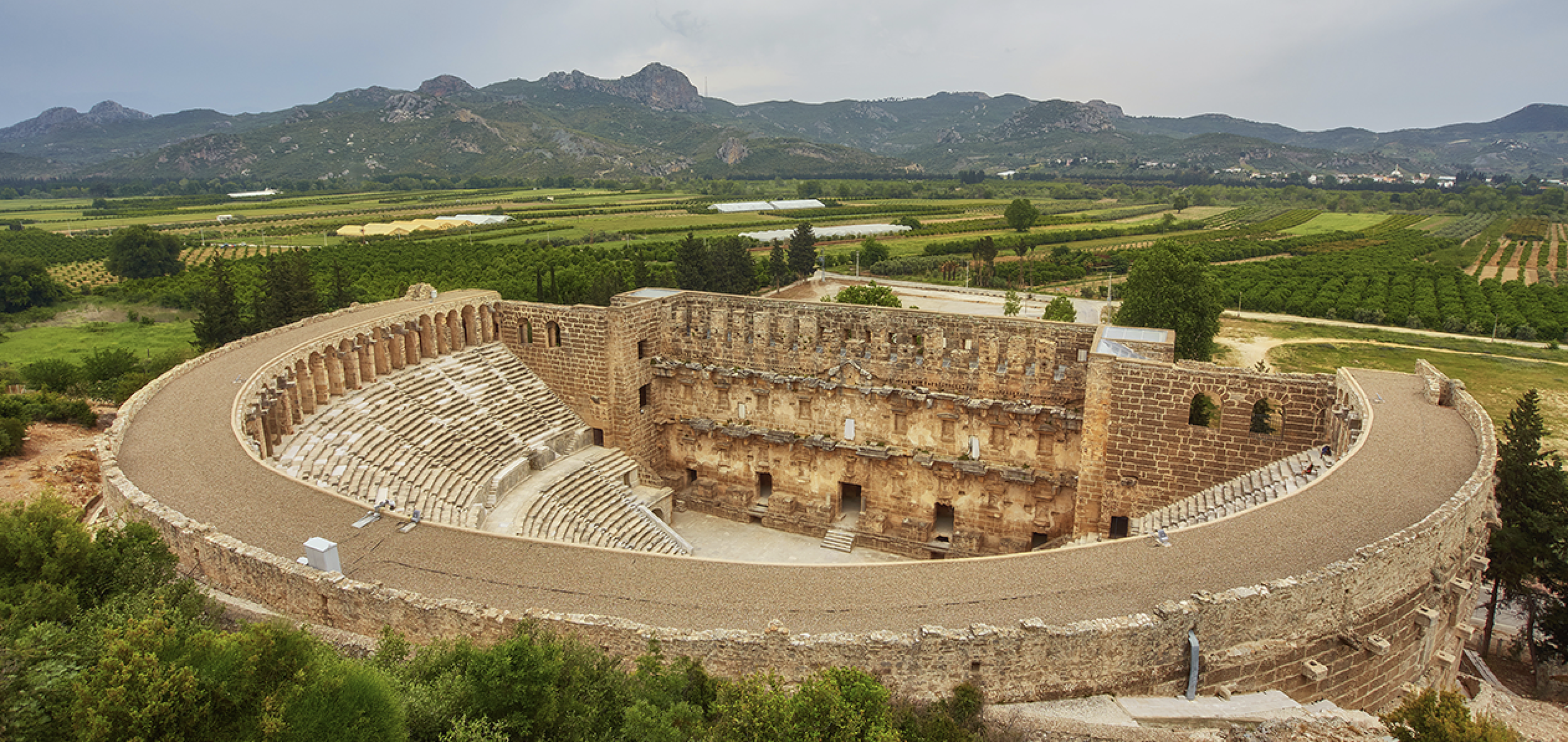 The Aspendos Theater in Turkey seen from above