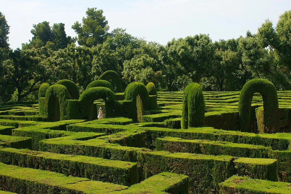 The hedge maze at Parc del Laberint d’Horta in Barcelona, Spain