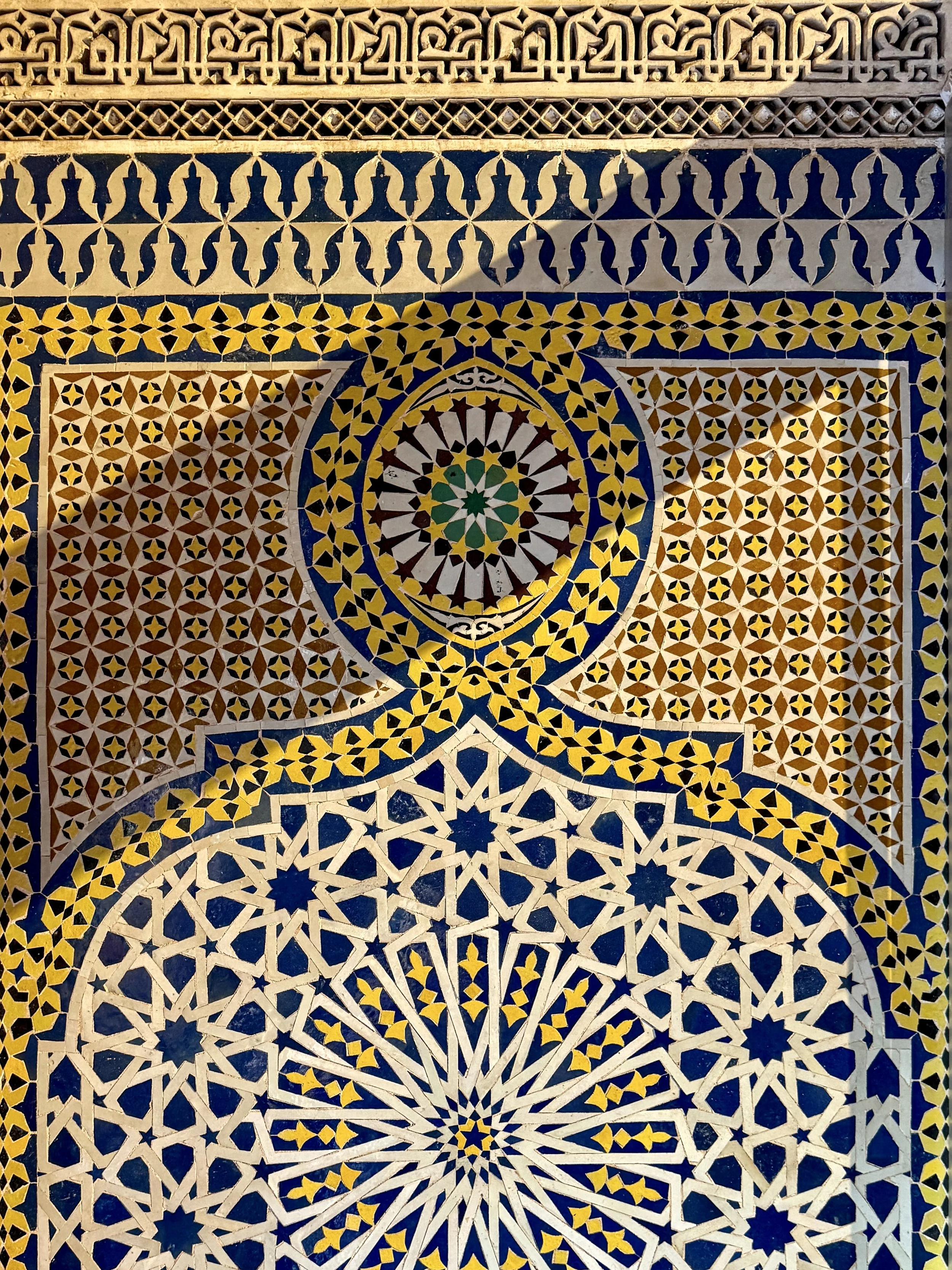 Zellige tilework at Dar el Bacha in Marrakech