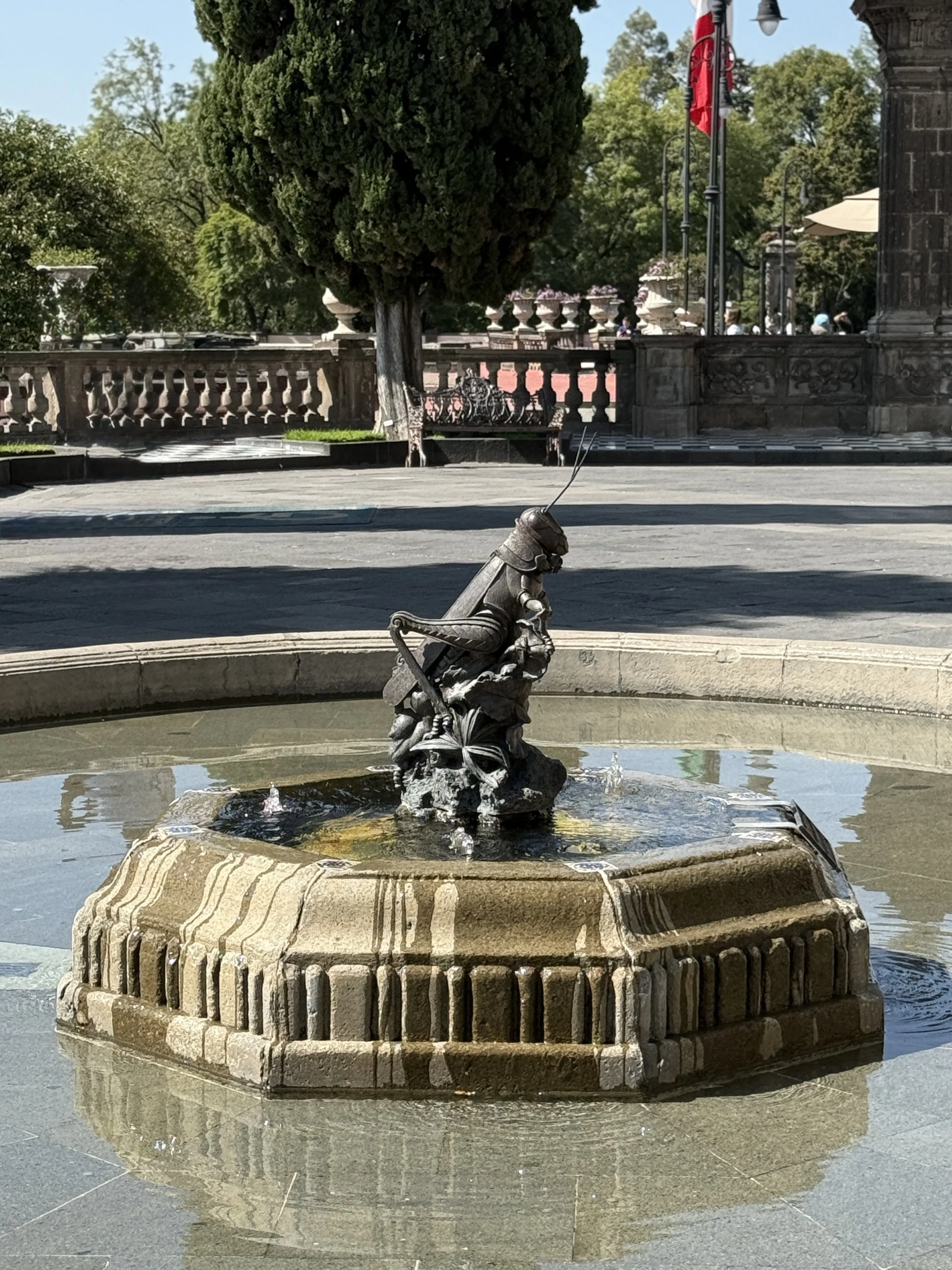 The fountain in the Patio del Chapulín (Courtyard of the Grasshopper) at Chapultepec Castle
