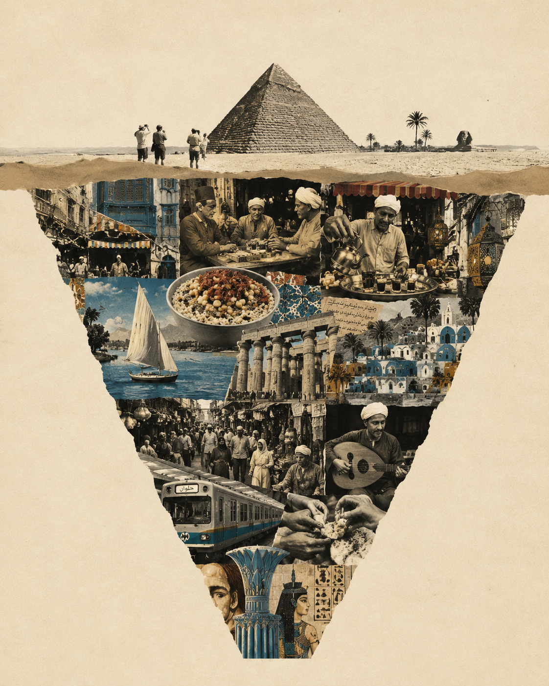 Elements of Egyptian culture and daily life underneath one of the Pyramids
