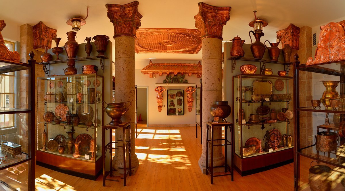 Pitchers and other copper items on display at the Arizona Copper Art Museum