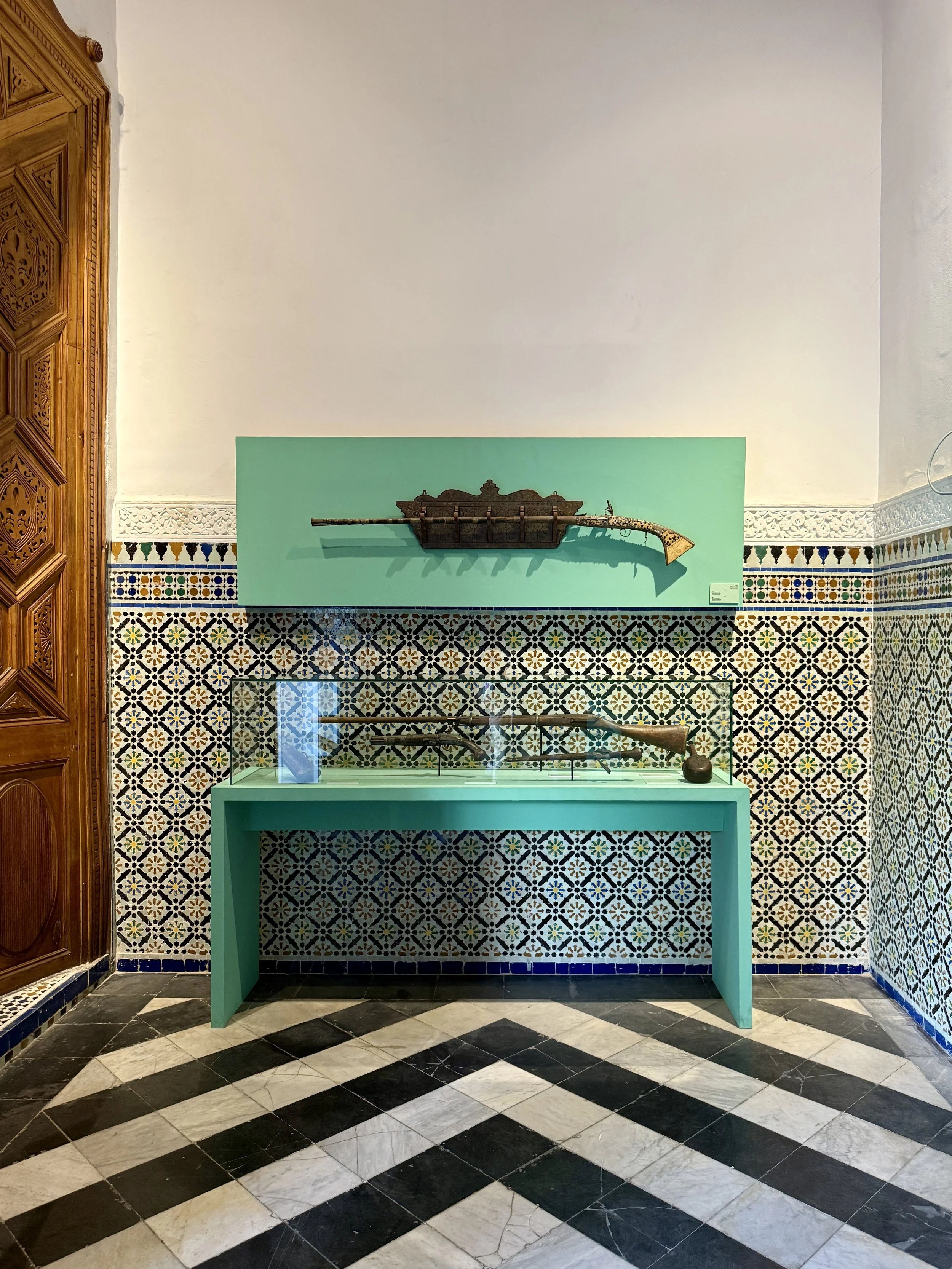 Antique rifles on display at Dar el Bacha, Marrakech, Morocco