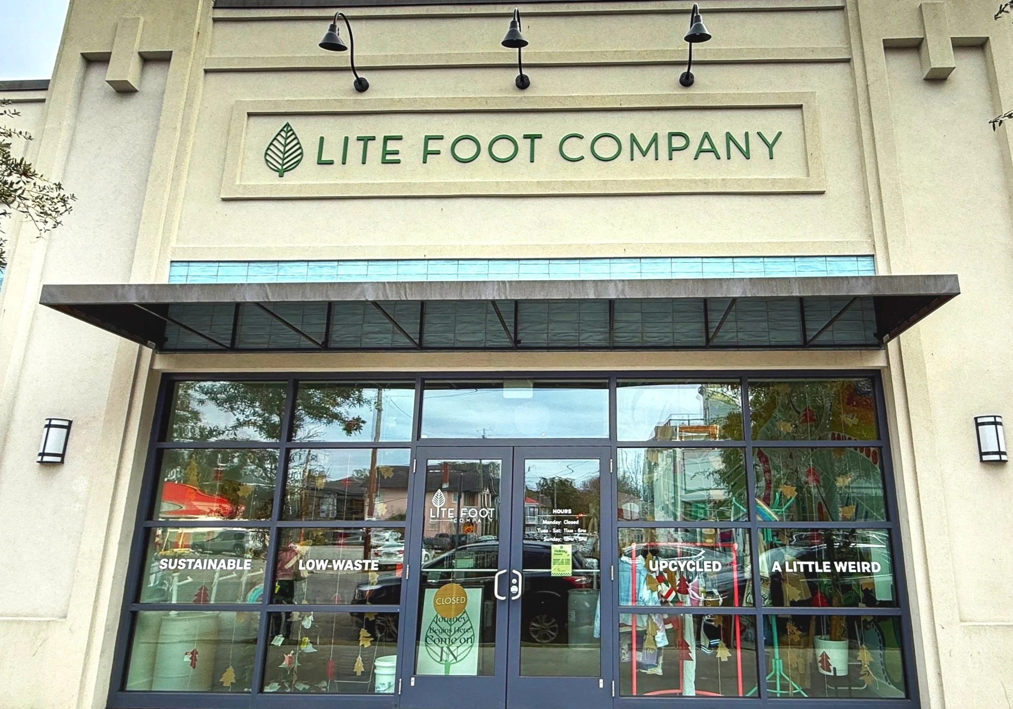 Facade of Lite Foot Company in the Starland District in Savannah, Georgia