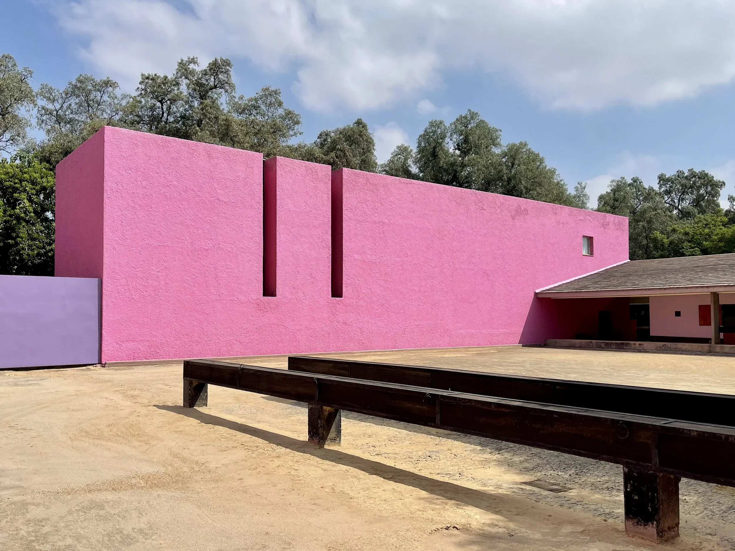 Purple and pink walls by the stables of Cuadra San Cristóbal architect Luis Barragán outside CDMX