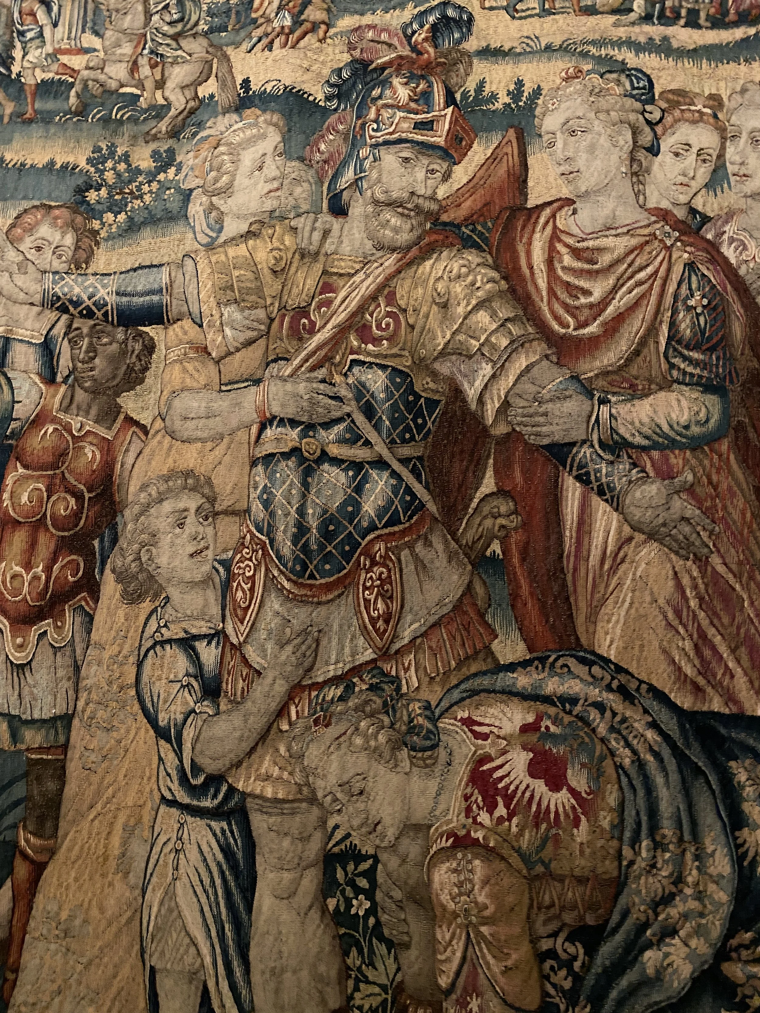 Detail from the tapestry Hector Bids Farewell hanging in the Vanderbilt Mansion