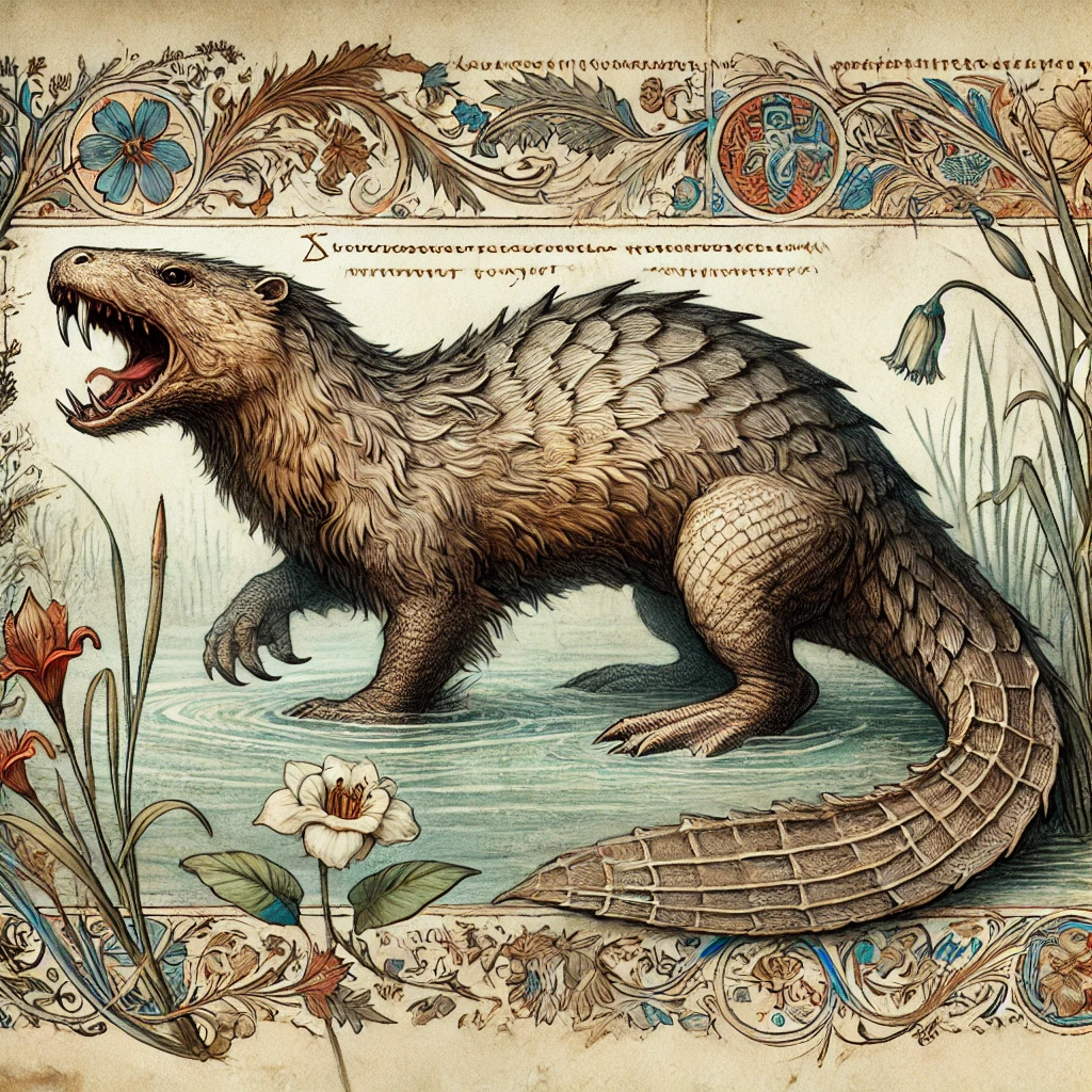 An avanc, a water monster that's sort of like a beaver meets a crocodile
