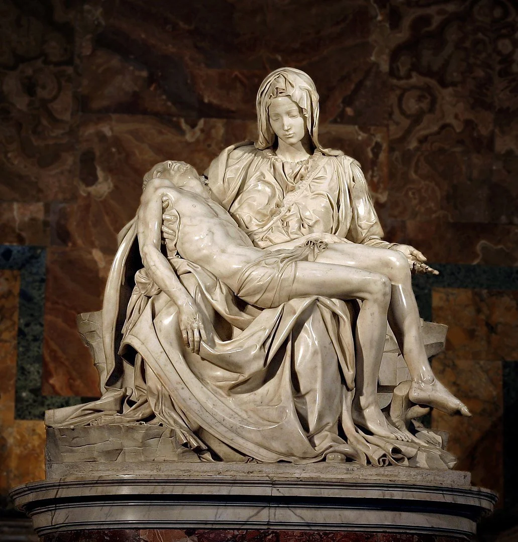 La Pietà by Michelangelo, the famous statue of Mary holding the dead body of Christ