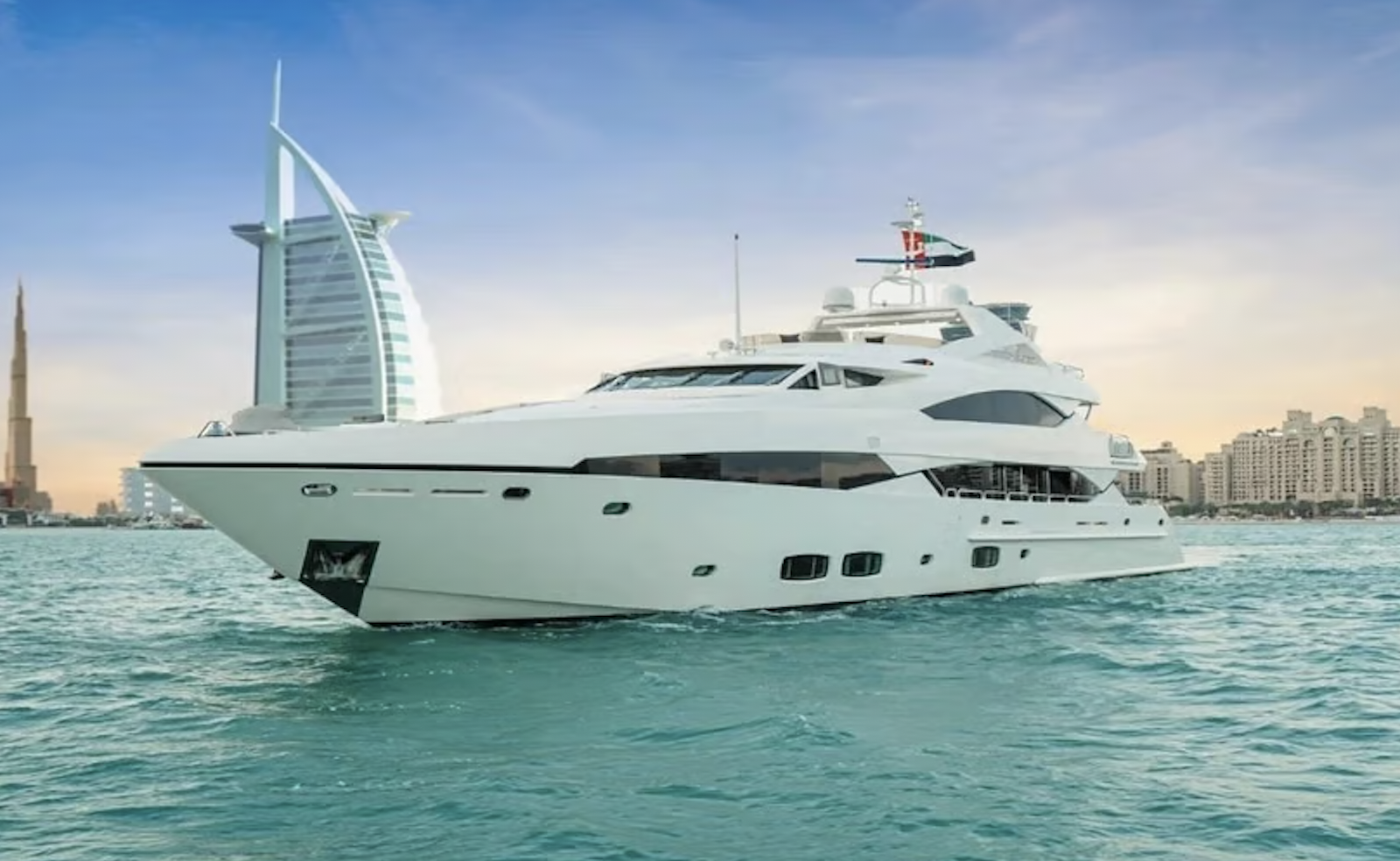 A large yacht off the coast of Dubai