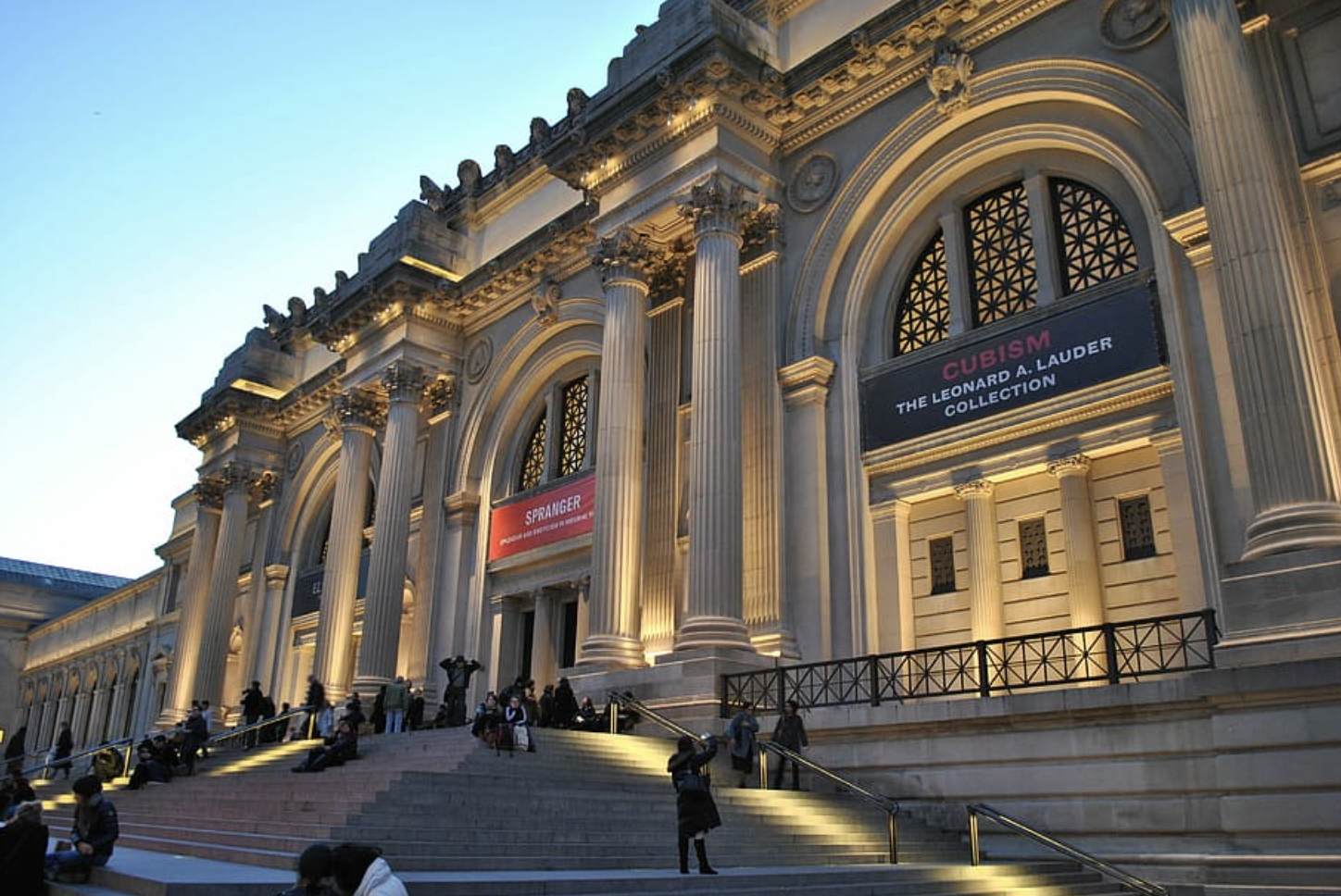 Exterior of the Met as the sun is going down